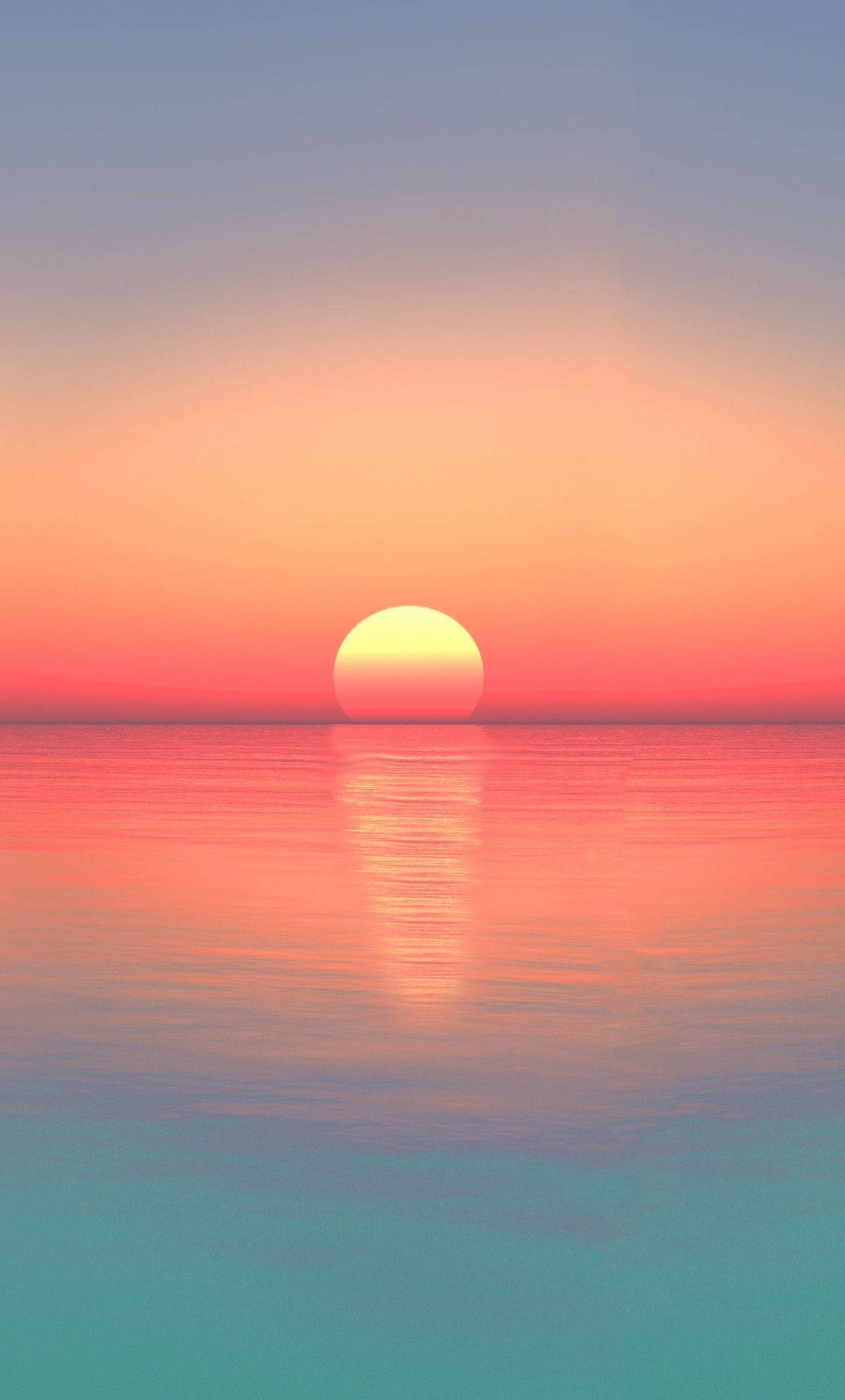 gradient pastel sunset, ocean, calm waters, Full HD Phone Wallpaper