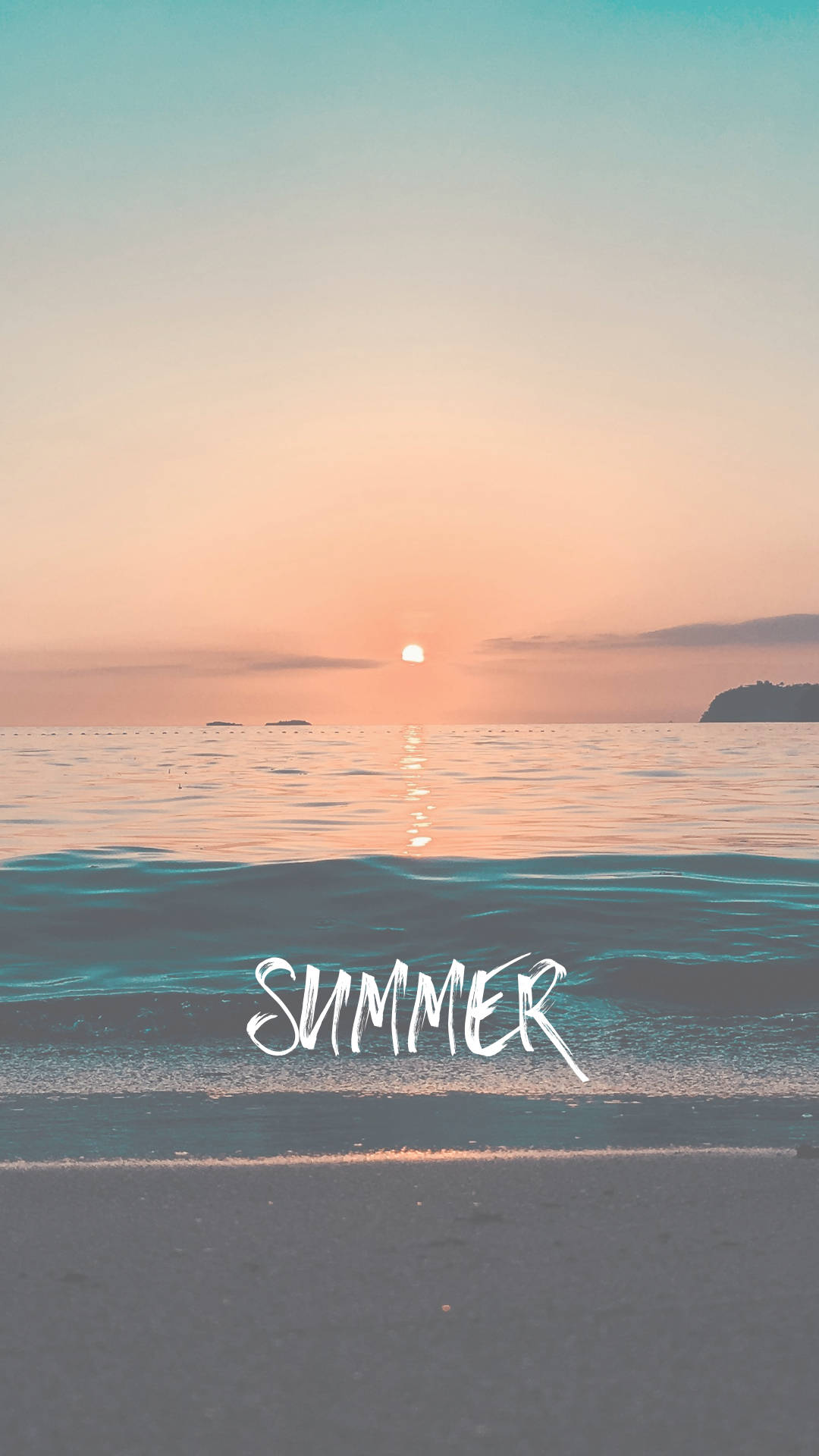 summer, sunset, calm ocean waters, Full HD Phone Wallpaper