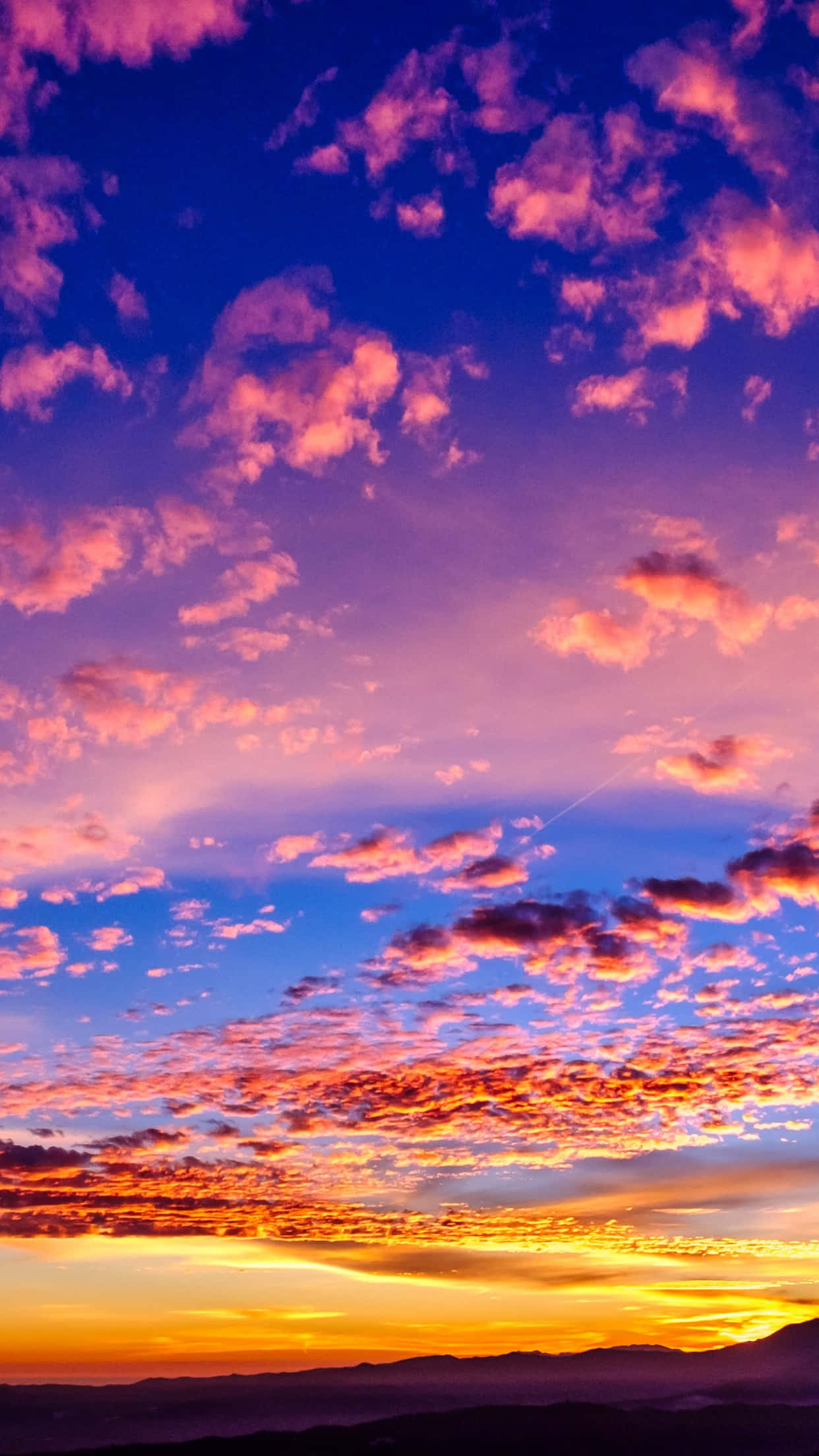 blue pink sunset cloud, fiery orange, pink clouds, Full HD Phone Wallpaper