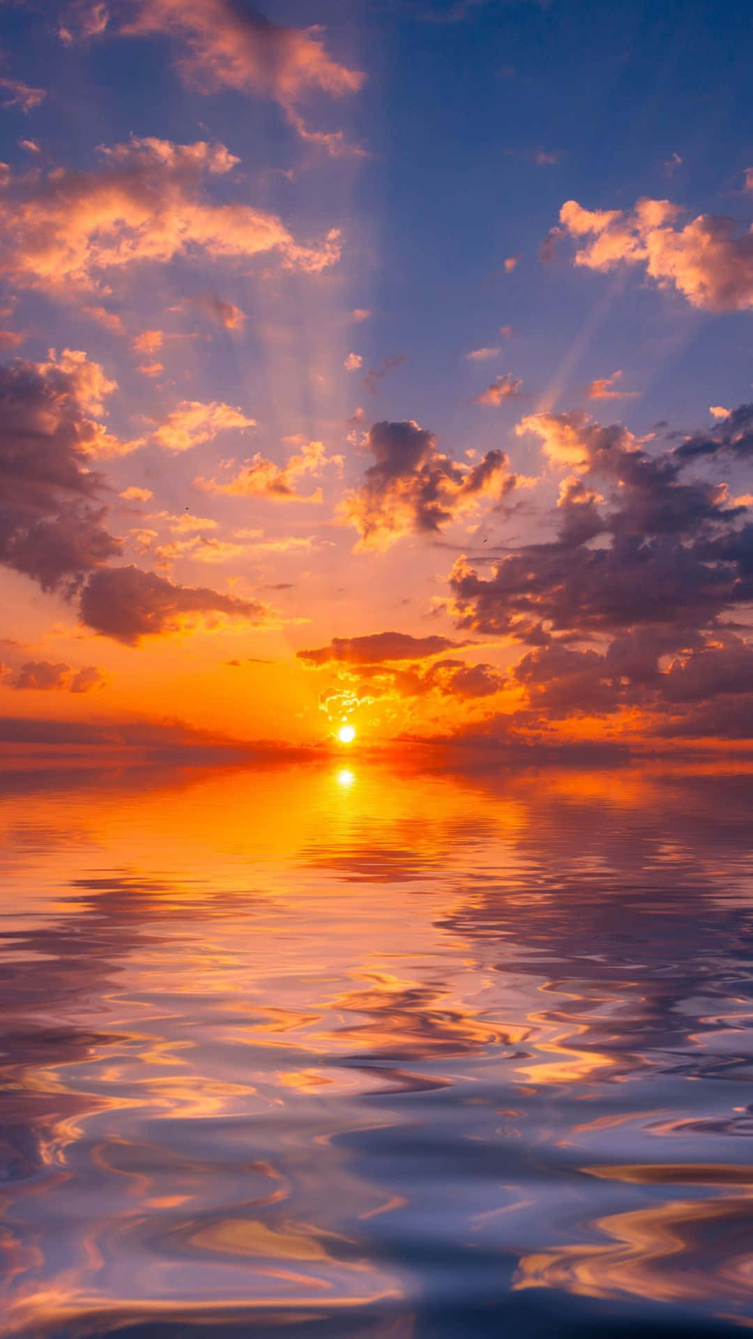 Orange Sunset Cloud, sunset, calm water, Full HD Phone Wallpaper