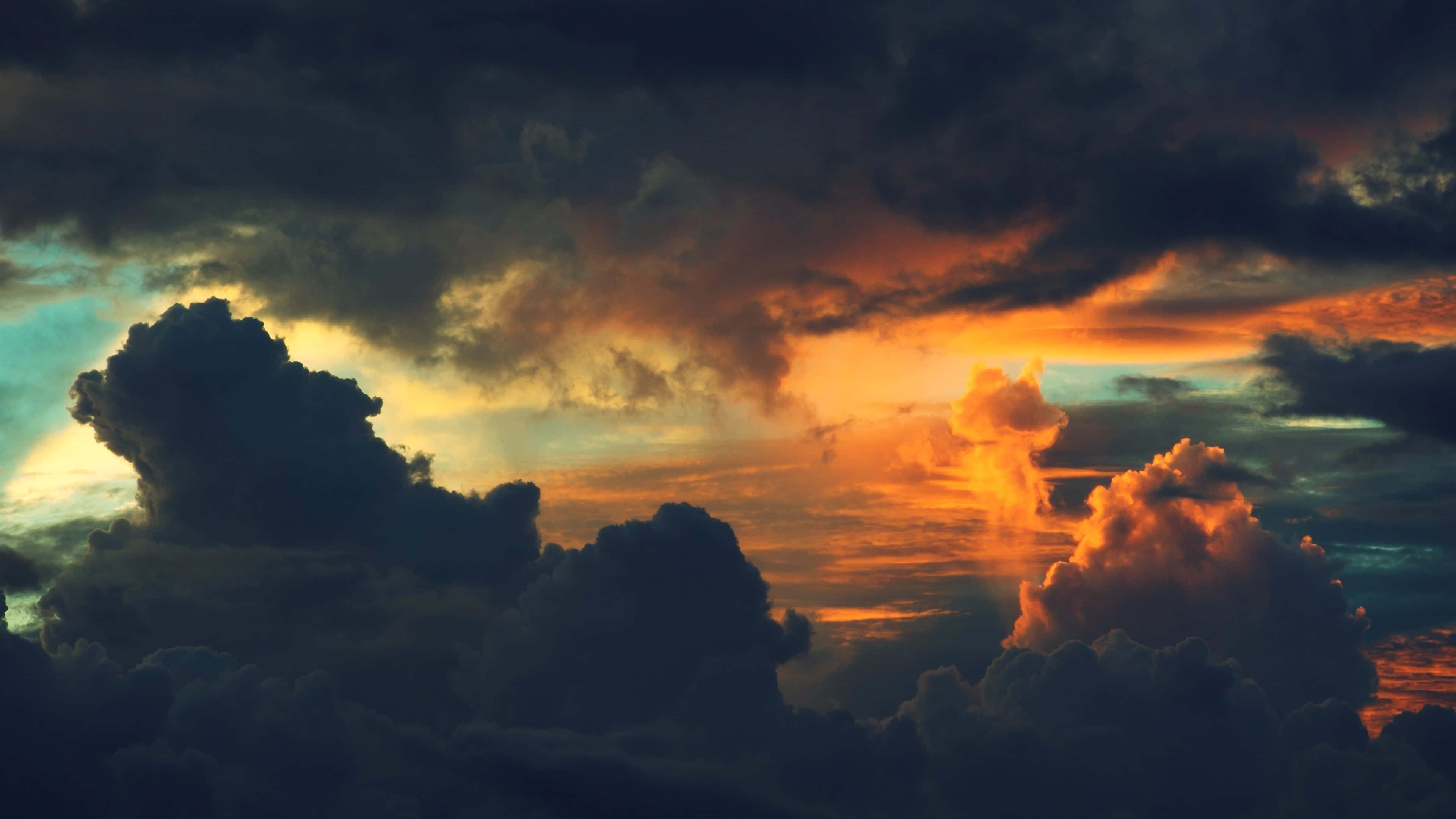dark orange sunset cloud, fiery orange, gold, 4K Desktop Wallpaper
