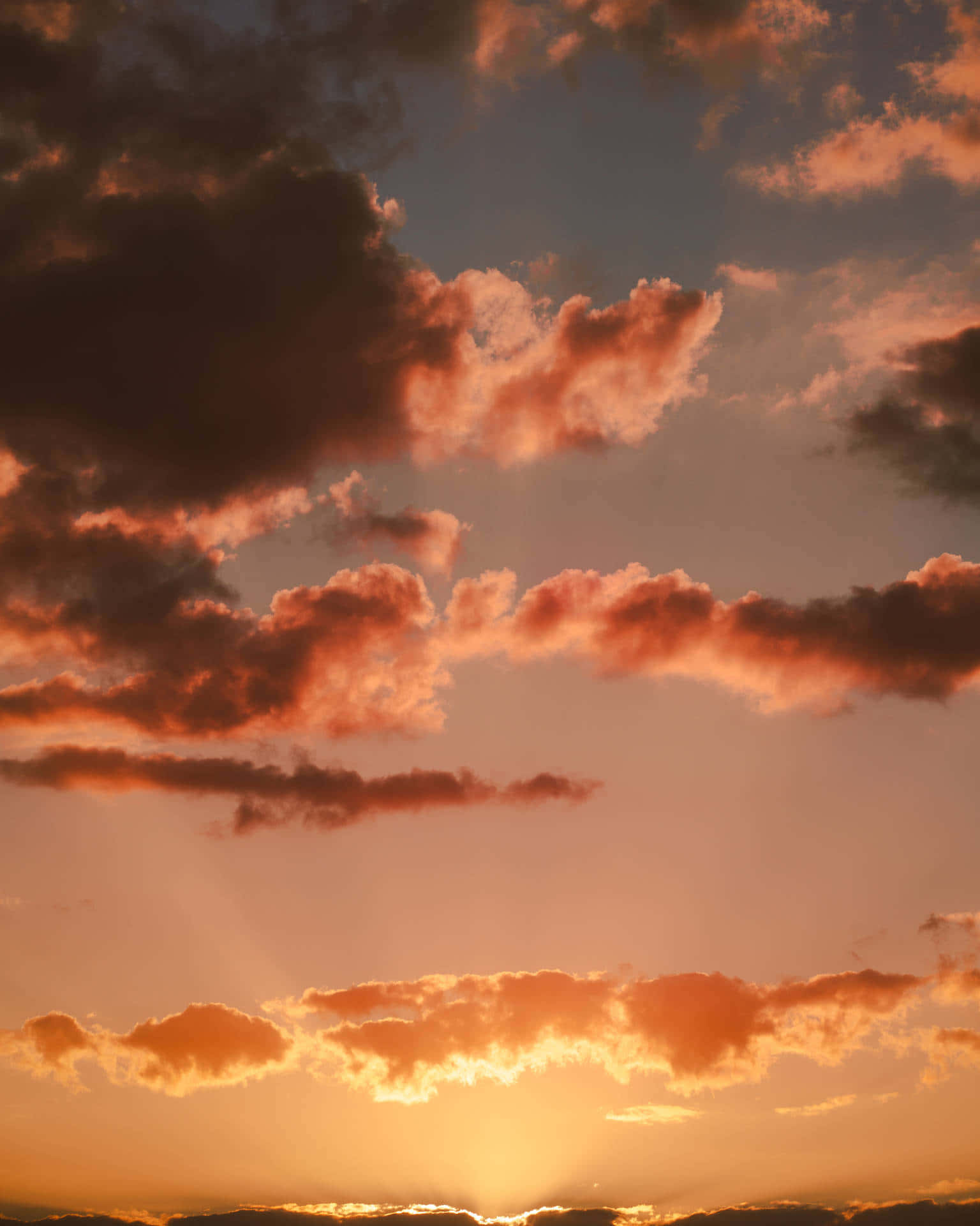 pastel pink sunset clouds, fiery orange and pink, deepening blue sky, Full HD Phone Wallpaper