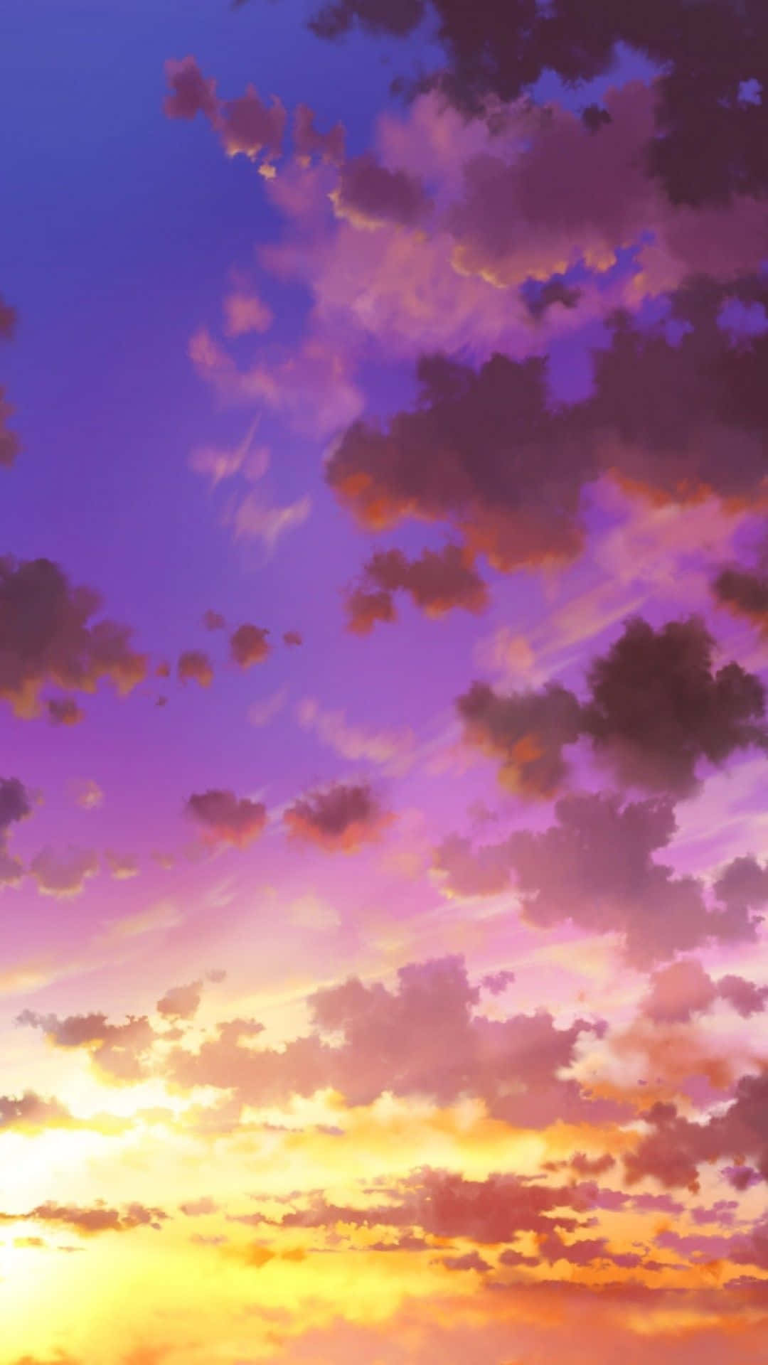 yellow and purple sunset cloud, vibrant purple pink and orange clouds, twilight sky, Full HD Phone Wallpaper