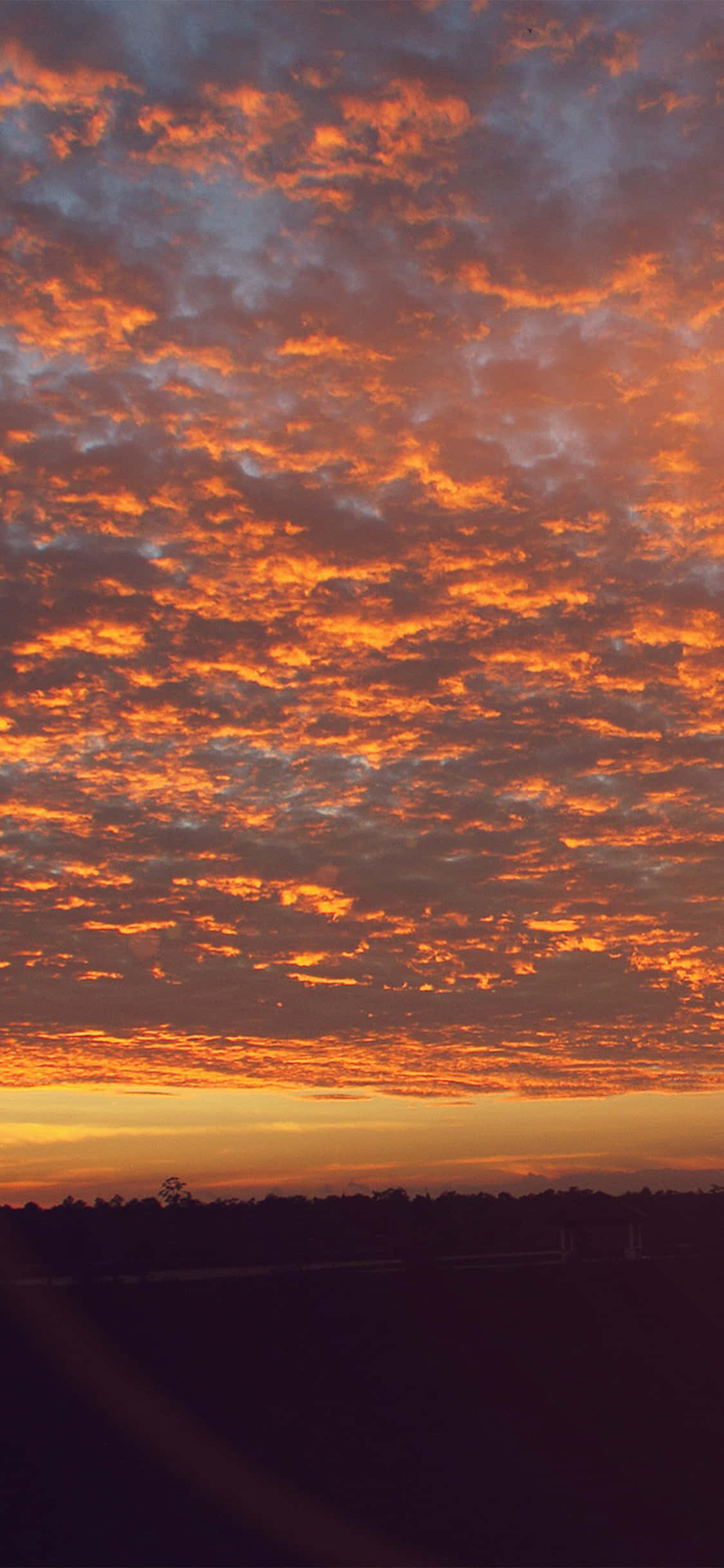 tiny orange sunset clouds, fiery orange, red sunset, Full HD Phone Wallpaper