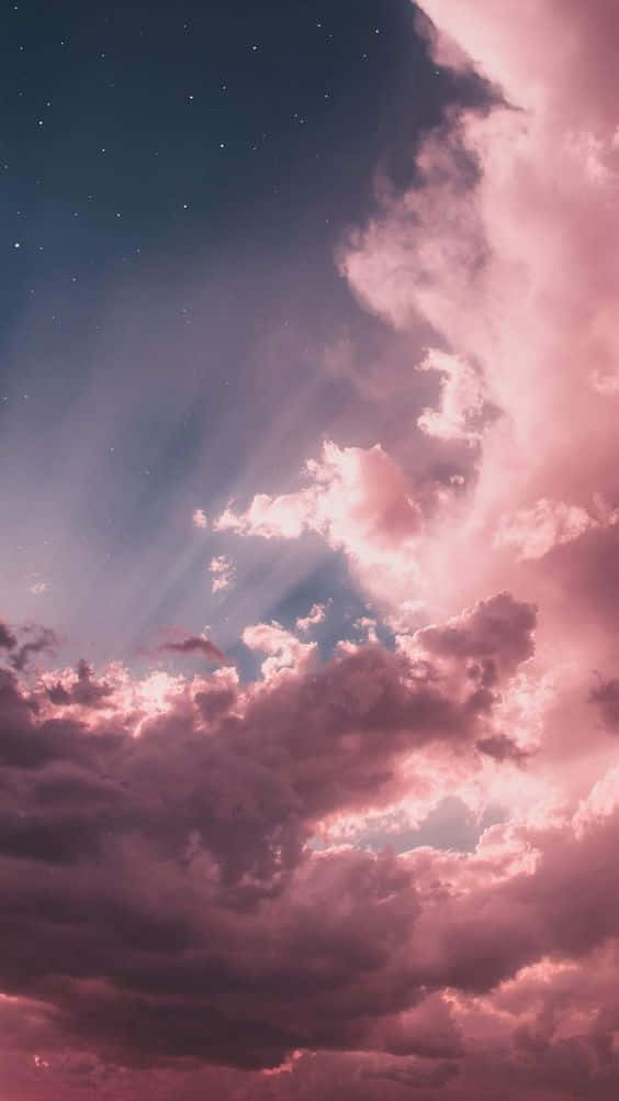 Pink Sunset Cloud, pink clouds, starry sky, SD Phone Wallpaper