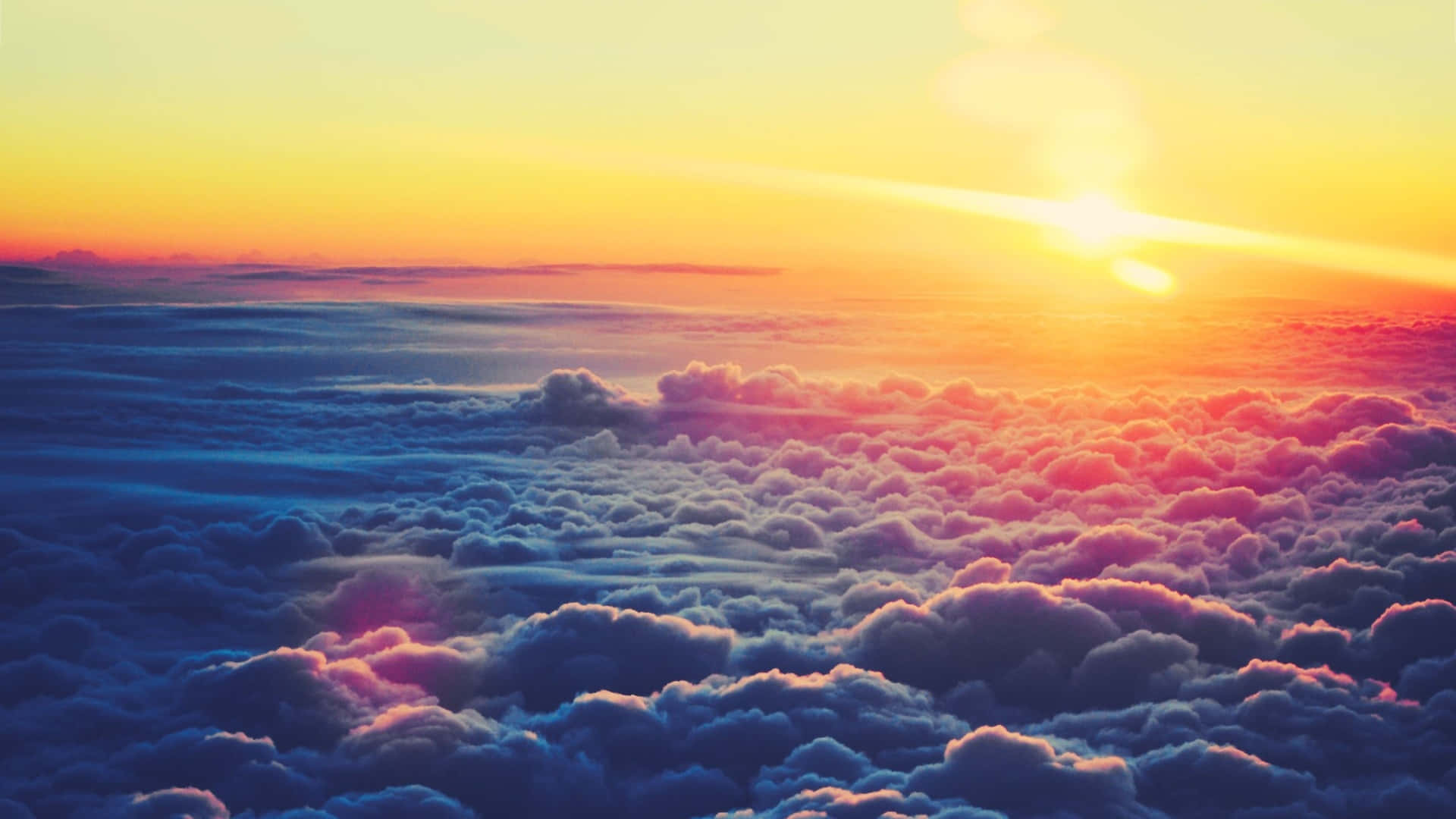 Sunset Cloud, yellow sky, fiery orange, Full HD Desktop Wallpaper