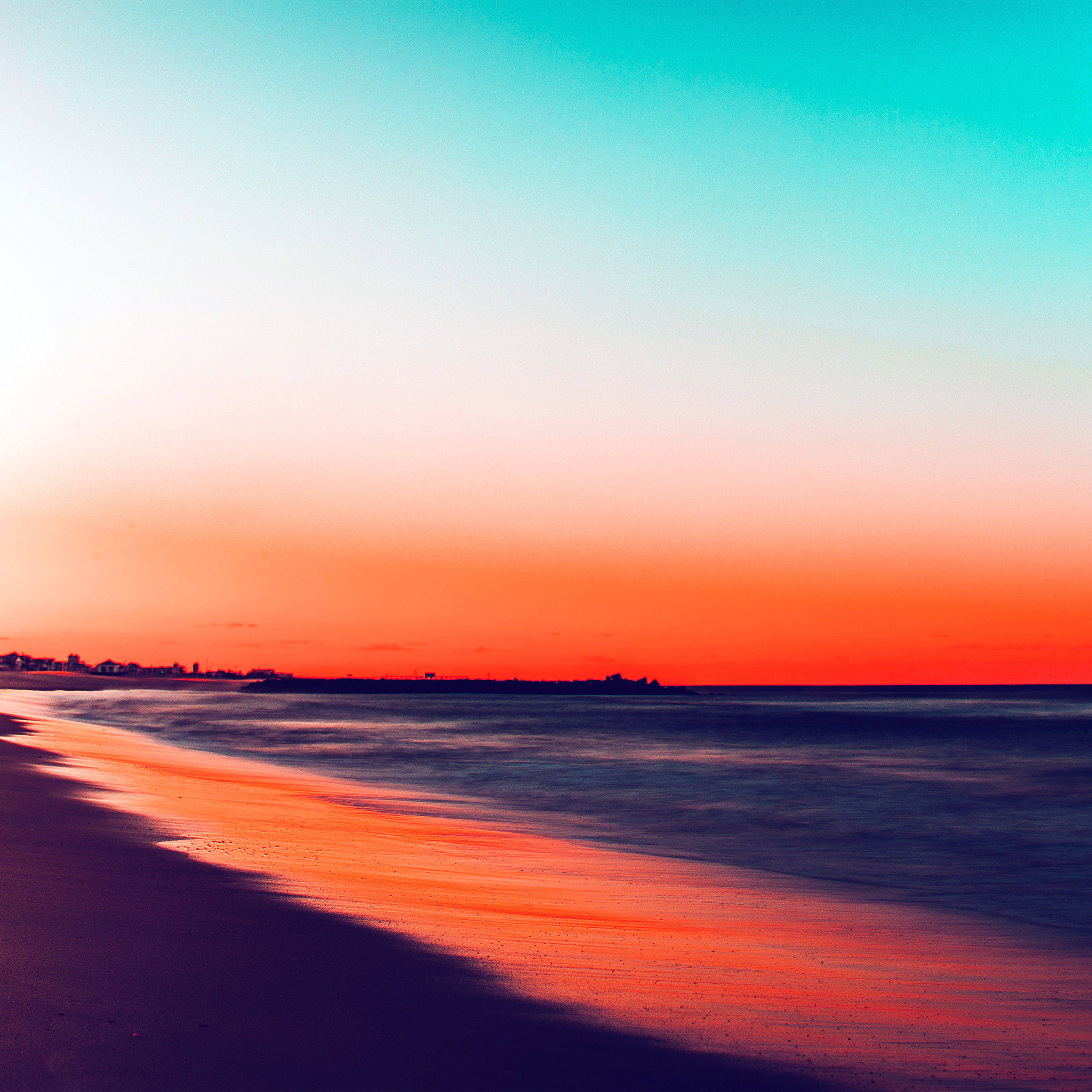 sunset, beach, wet sand, 2K Desktop Wallpaper