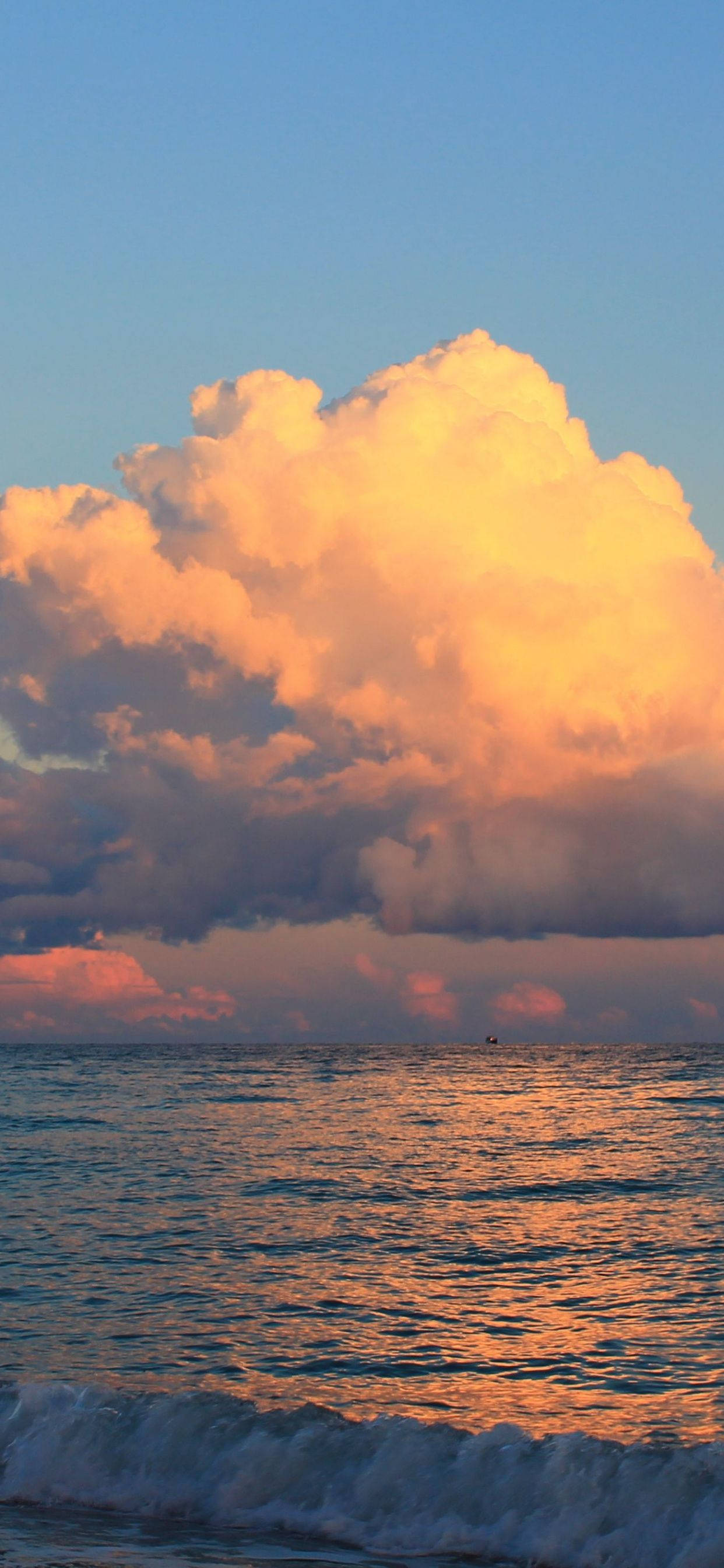 golden cloud, ocean, sunset, 2K Phone Wallpaper