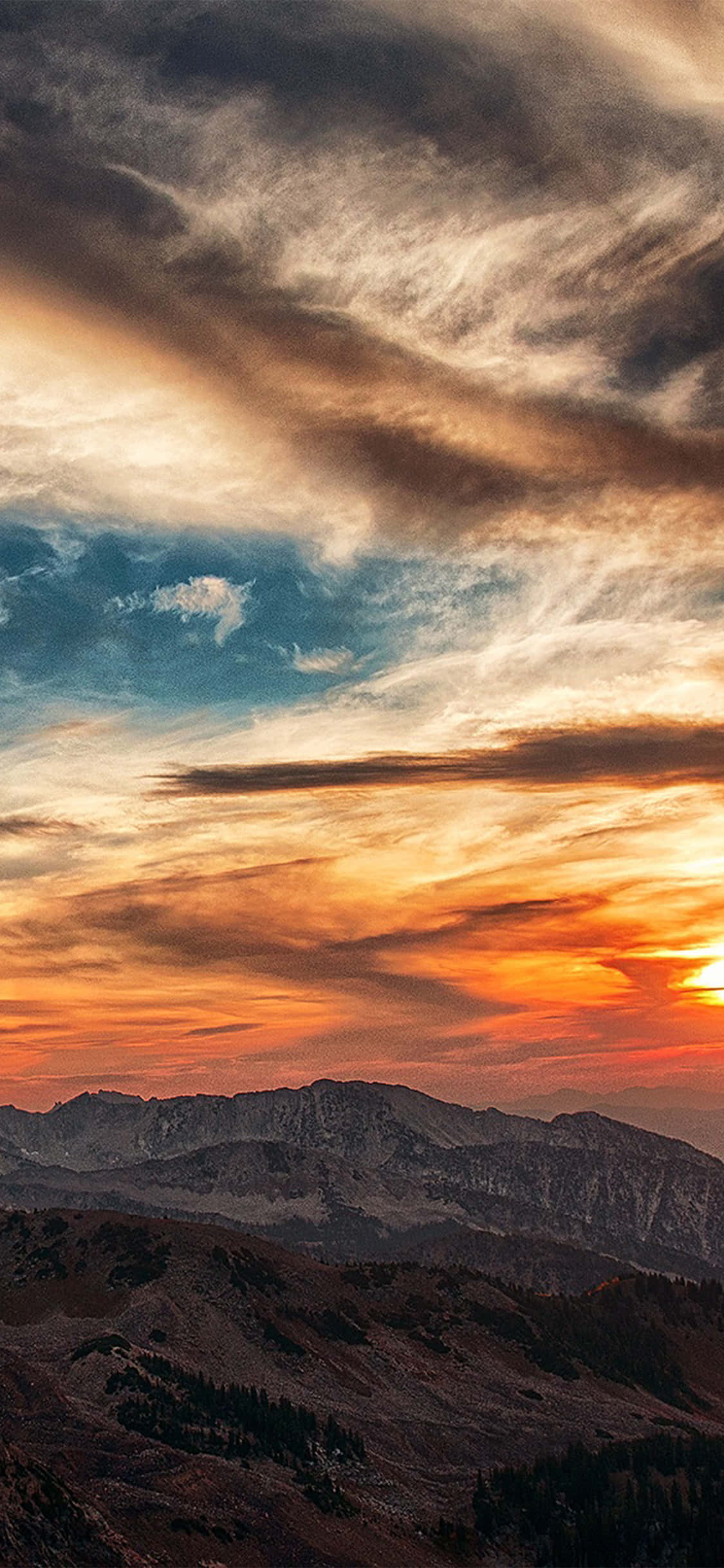 Sunset Cloud, mountains, fiery orange, Full HD Phone Wallpaper
