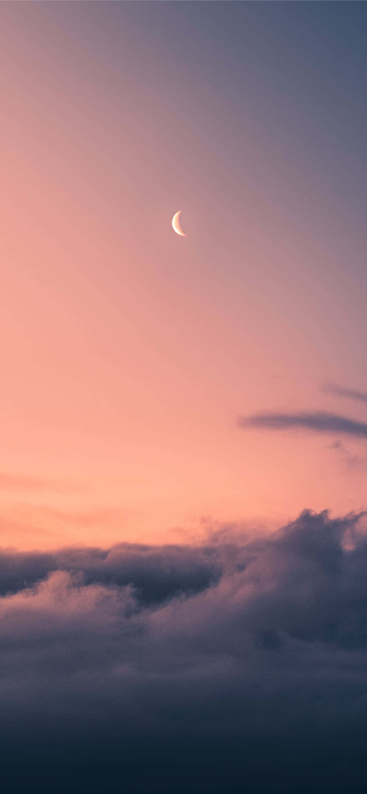 Sunset Cloud, moon, crescent moon, 2K Phone Wallpaper