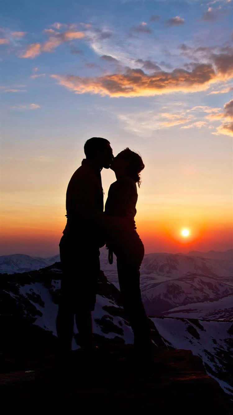 Sunset Couple, mountain peak, snowy mountain, HD Phone Wallpaper