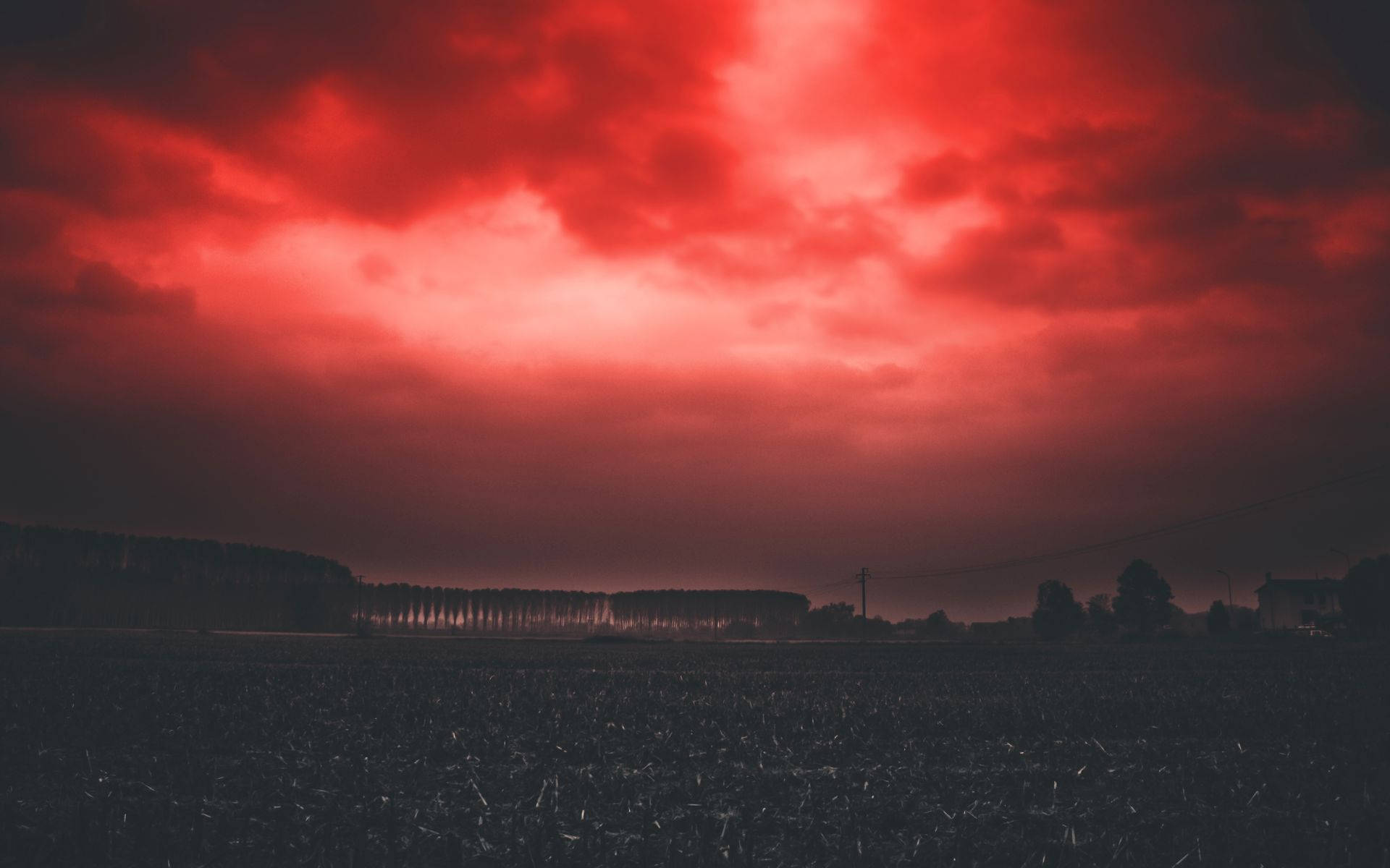Dark Scenery Sunset Desktop, dramatic red sky, dark clouds, Full HD Desktop Wallpaper