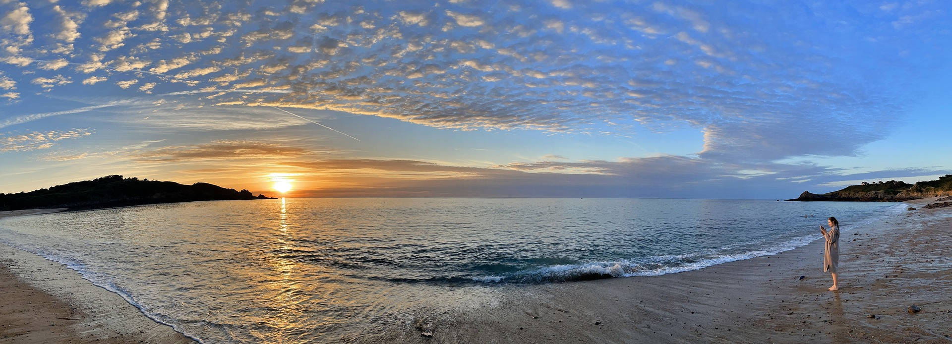 sunset, beach, sandy beach, Full HD Desktop Wallpaper