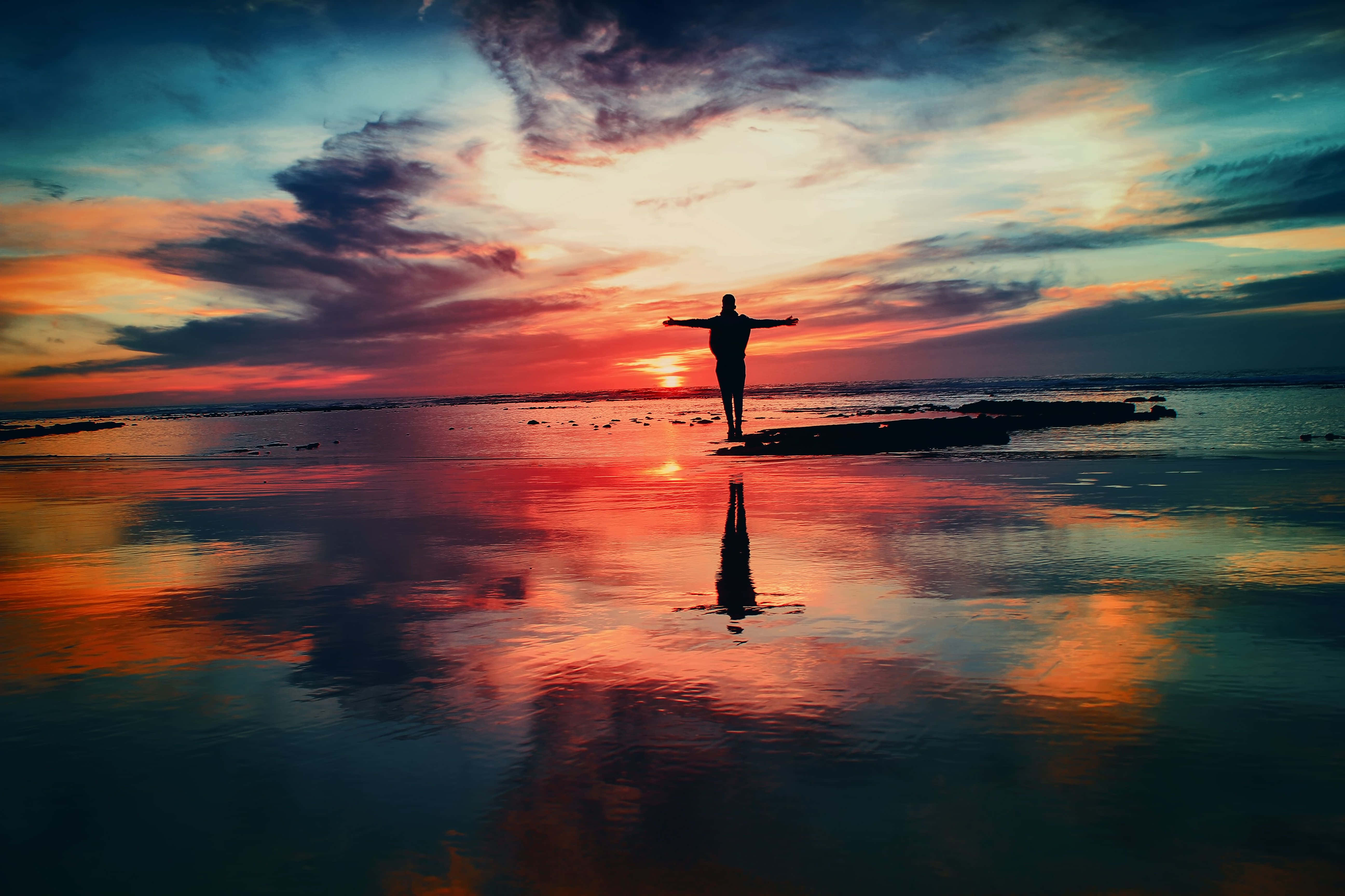 Sunset Hues, sunset, wet rock, 5K Desktop Wallpaper