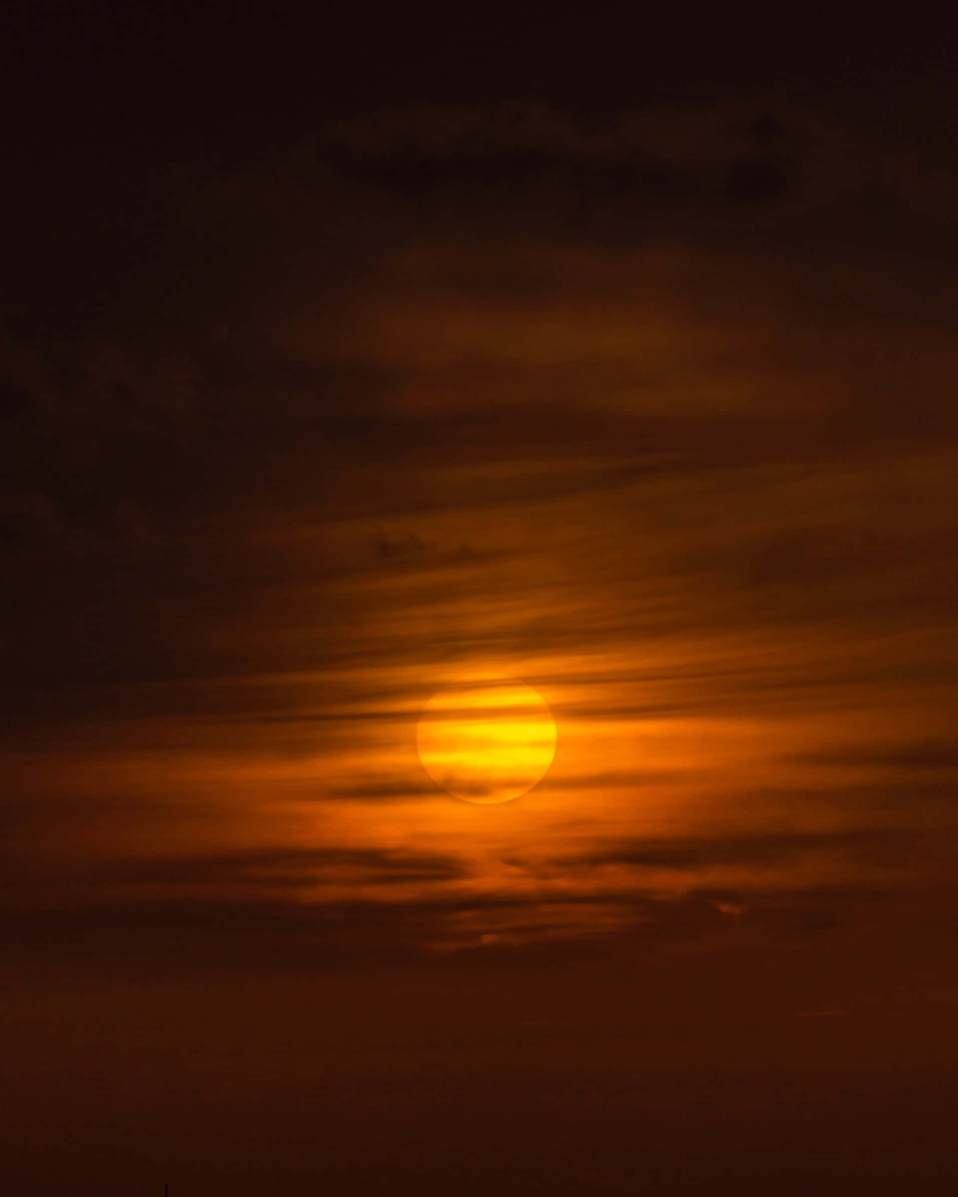Sunset Hues, orange sun, streaked clouds, Full HD Phone Wallpaper