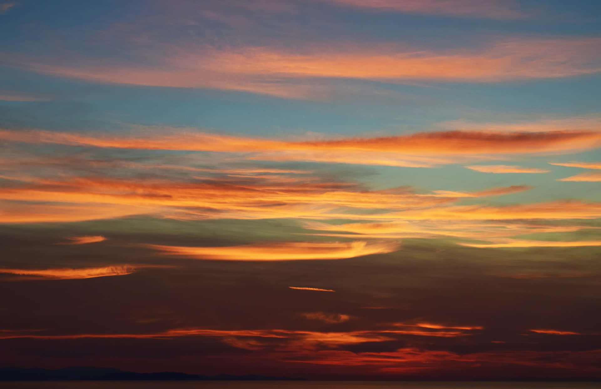 Sunset Hues, orange red, blue clouds, Full HD Desktop Wallpaper