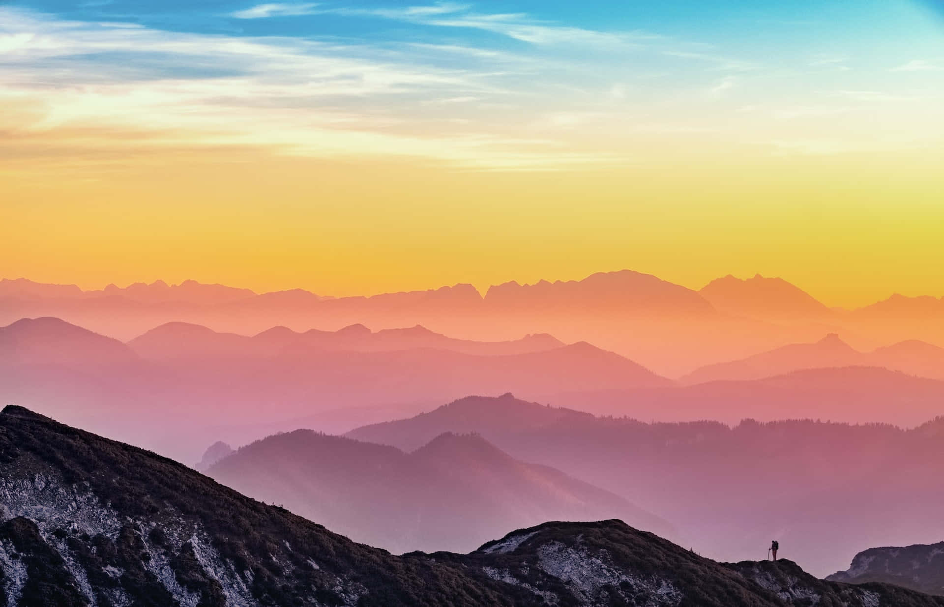 Sunset Hues, sunset, mountain ridge, Full HD Desktop Wallpaper