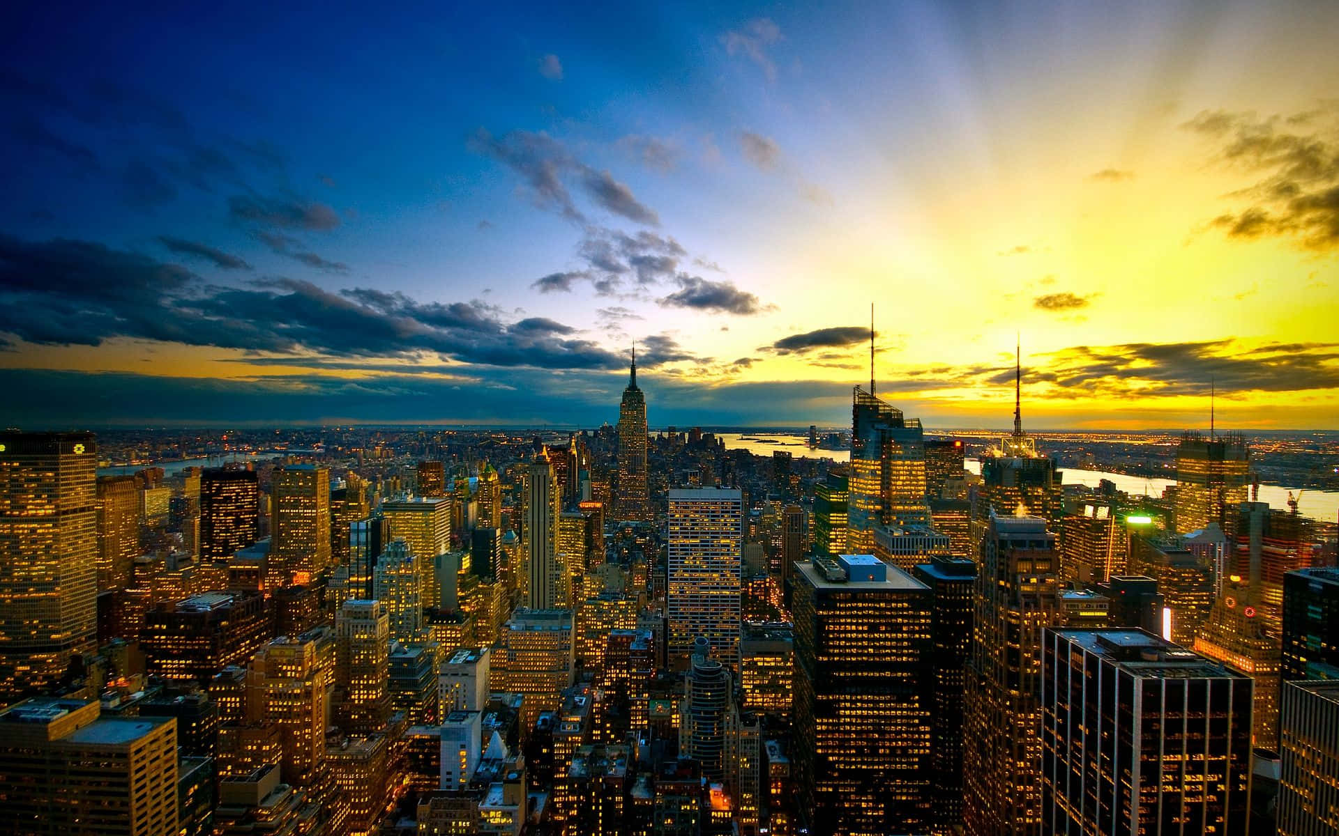 Sunset Hues, sunset, urban skyline, Full HD Desktop Wallpaper