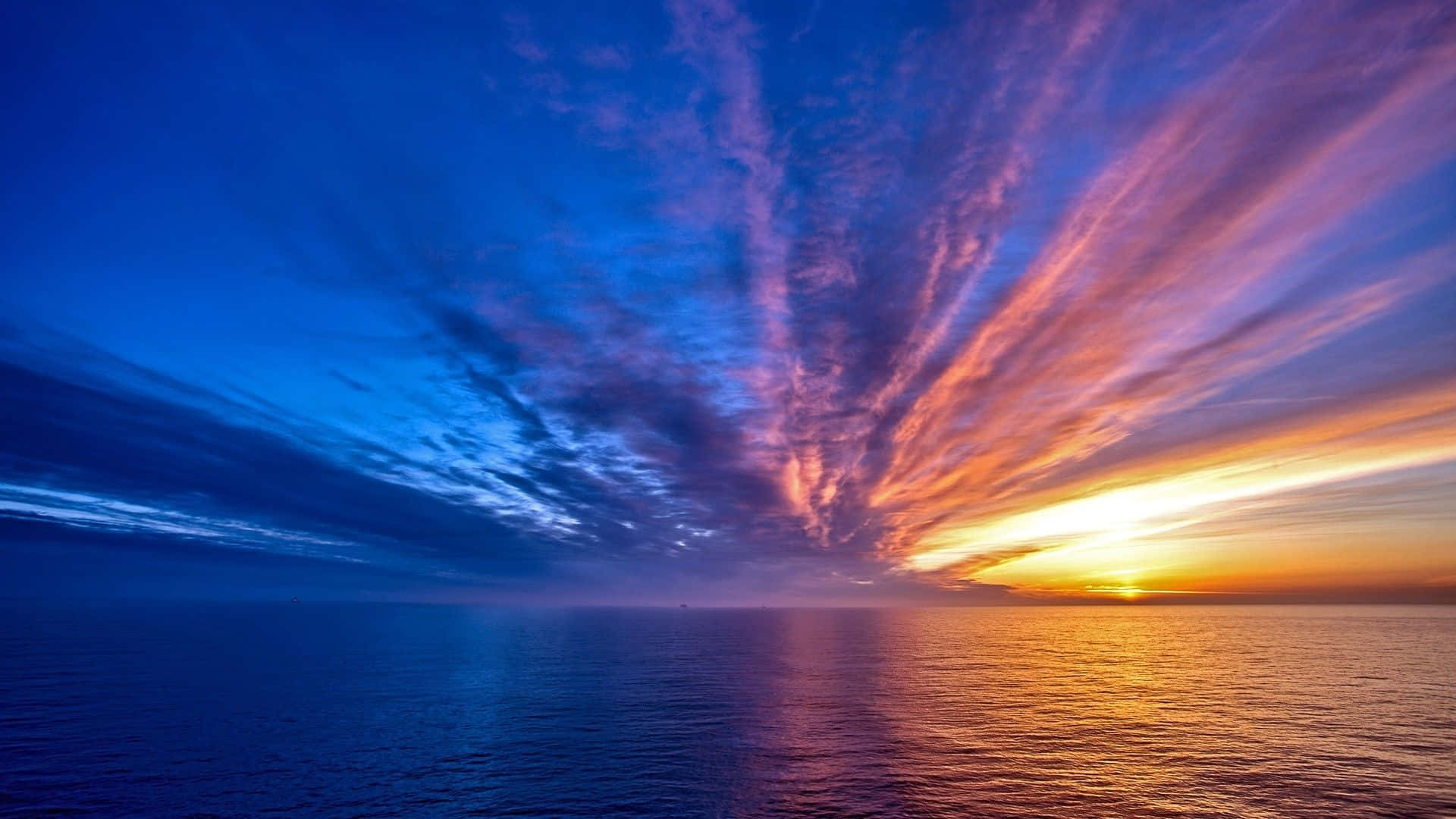 Sunset Hues, 1920 x 1080, calm ocean waters, Full HD Desktop Wallpaper
