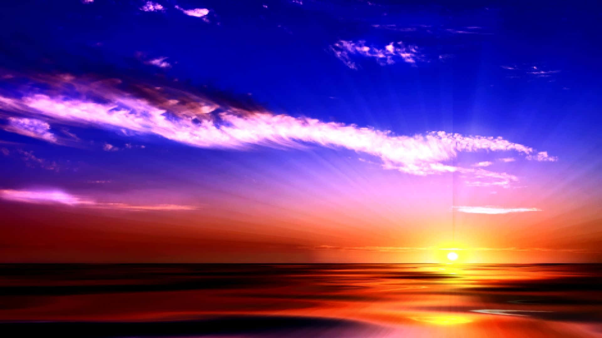 Sunset Hues, orange sun, purple clouds, Full HD Desktop Wallpaper