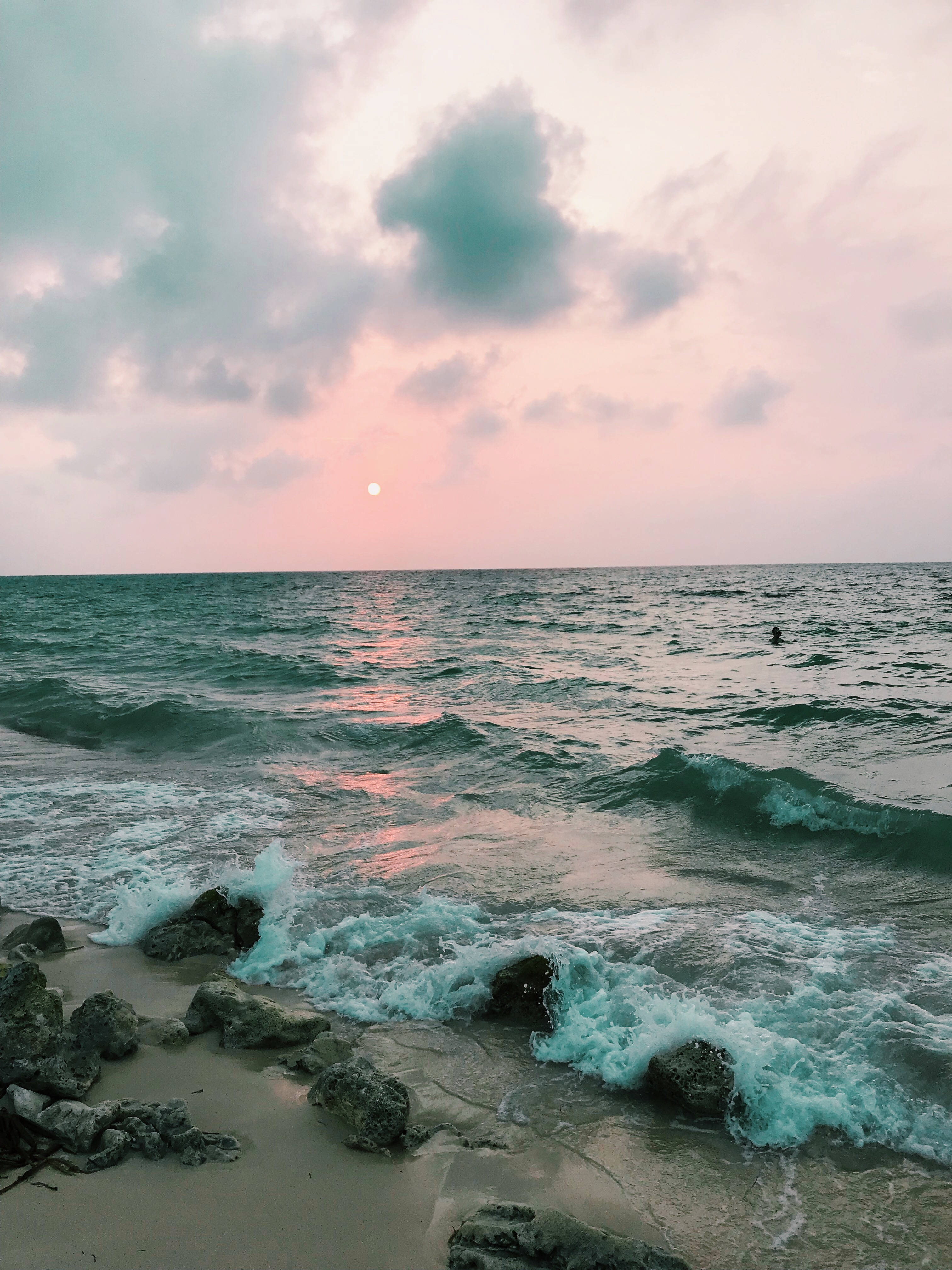 Sunset, iPhone, pink, 4K Phone Wallpaper
