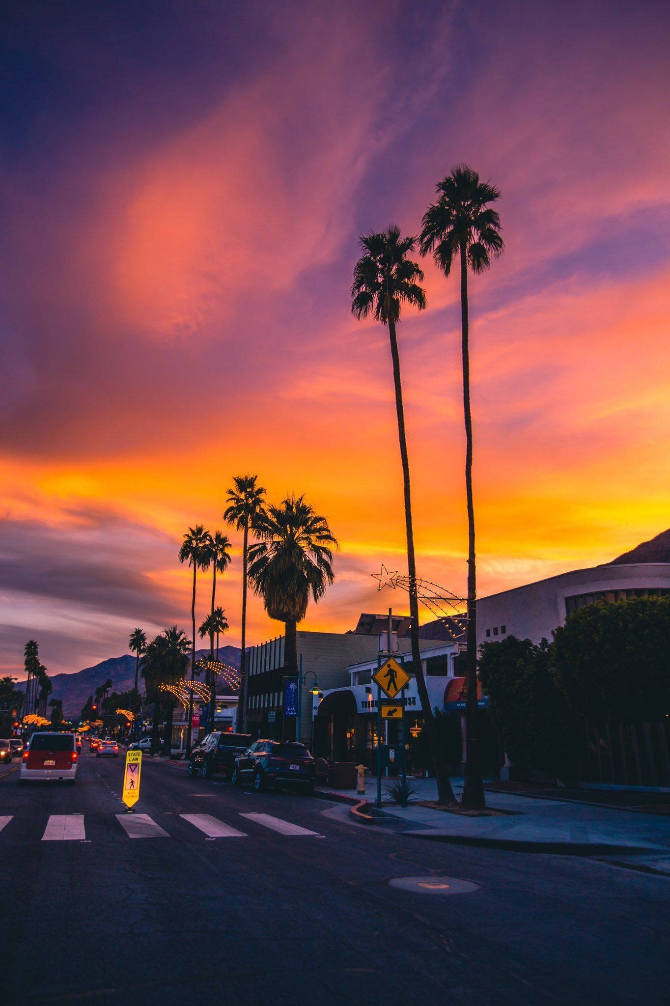 California Sunset Aesthetic, fiery orange, purple, Full HD Phone Wallpaper