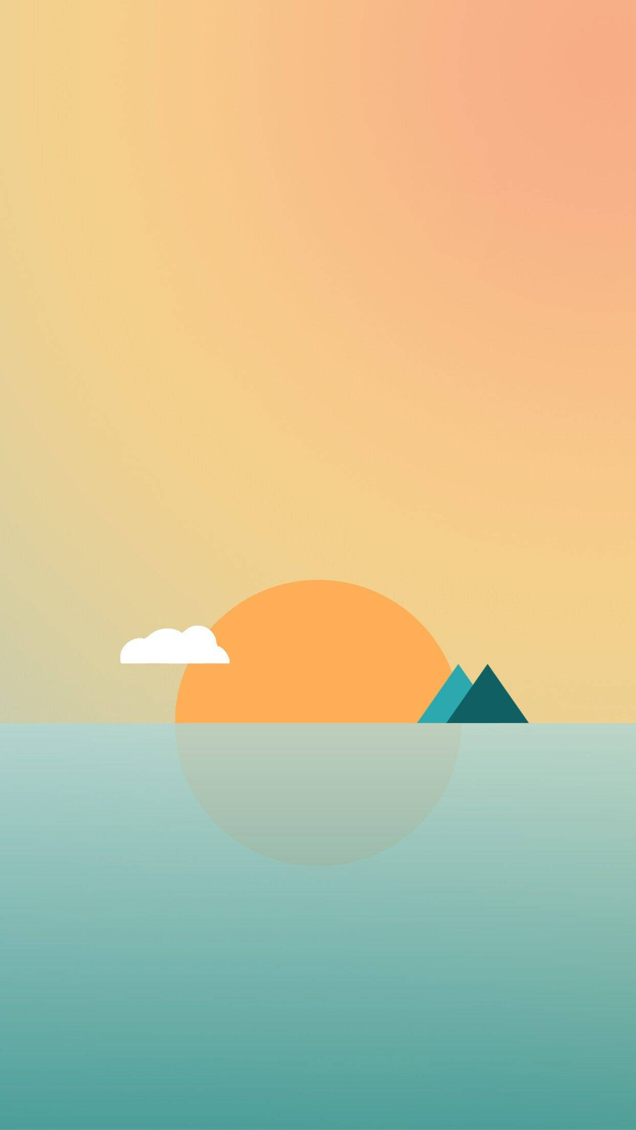 Sunset, teal water, white cloud, Full HD Phone Wallpaper