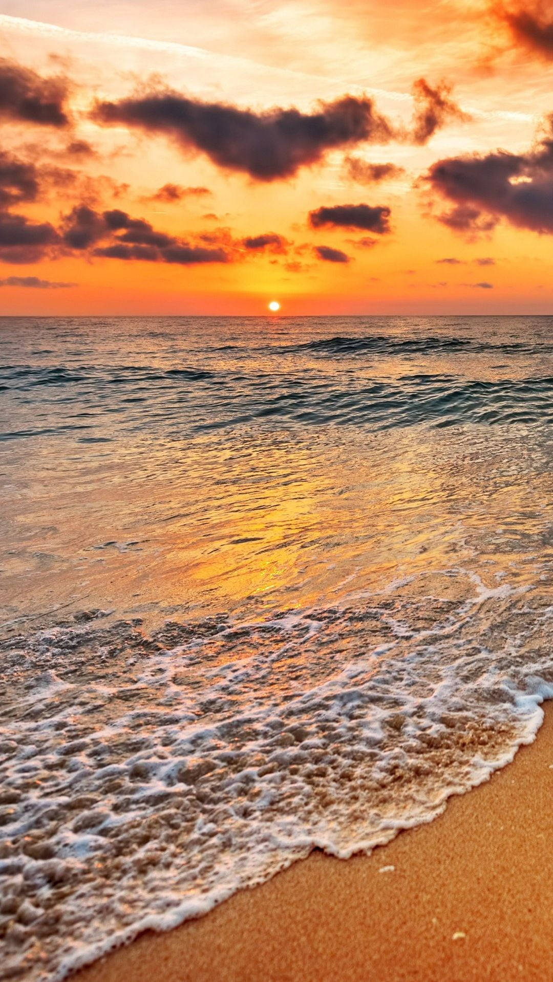 iPhone 7, Beach Orange, Sunset, HD Phone Wallpaper