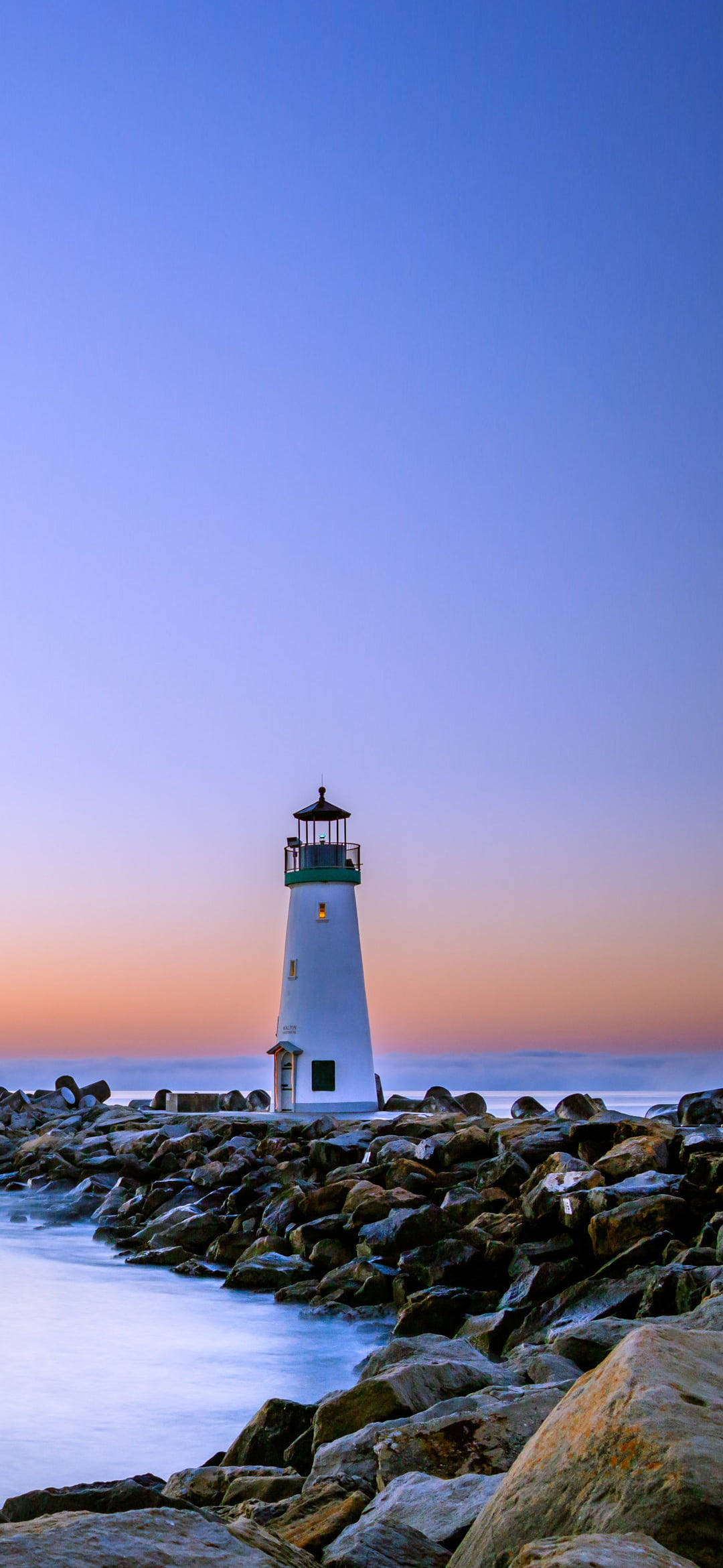 lighthouse, rocky jetty, twilight sky, Full HD Phone Wallpaper