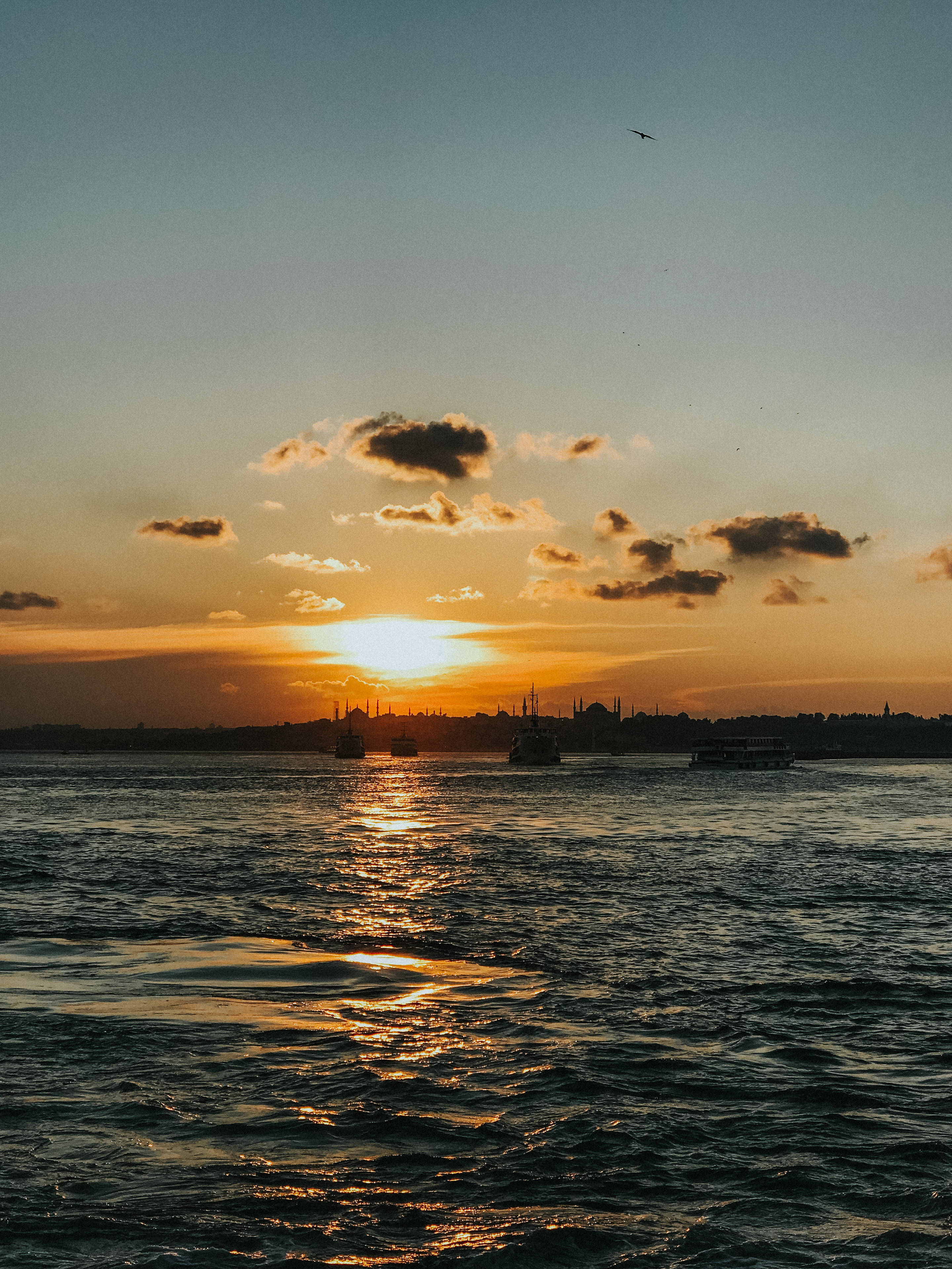 Sunset, iPhone, water, 4K Phone Wallpaper