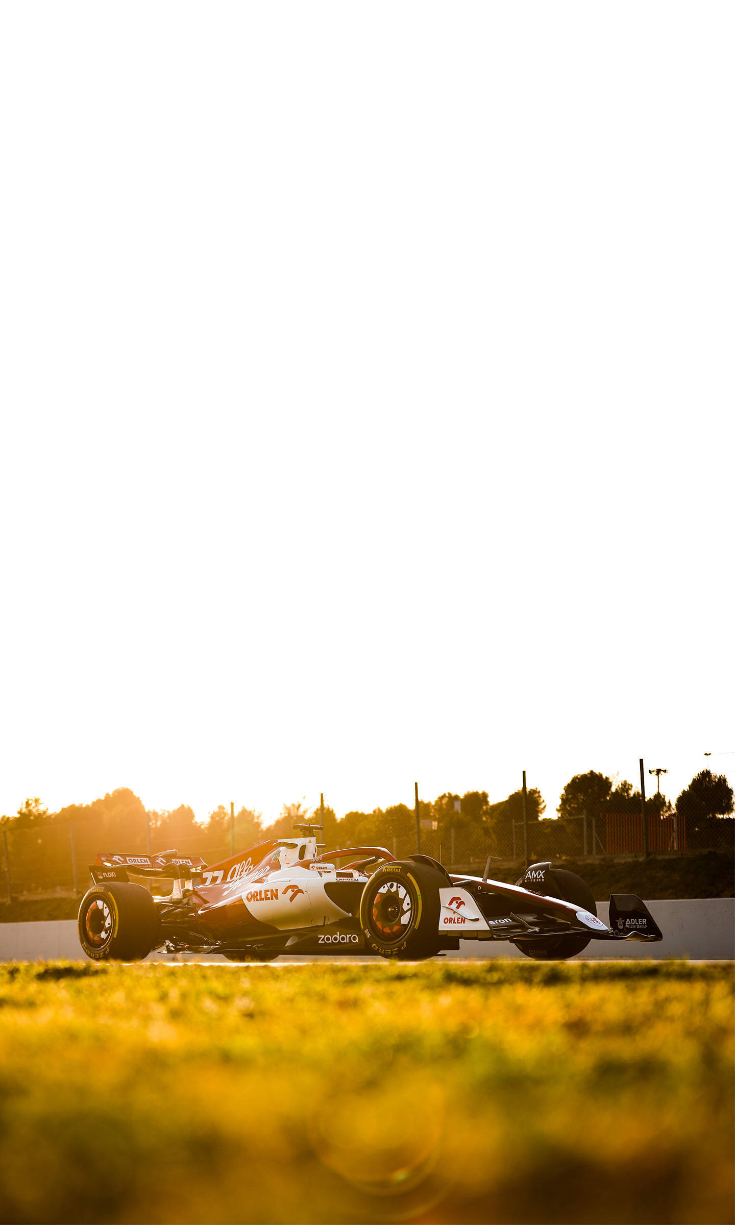 sunset, iPhone, white and red race car, Full HD Phone Wallpaper