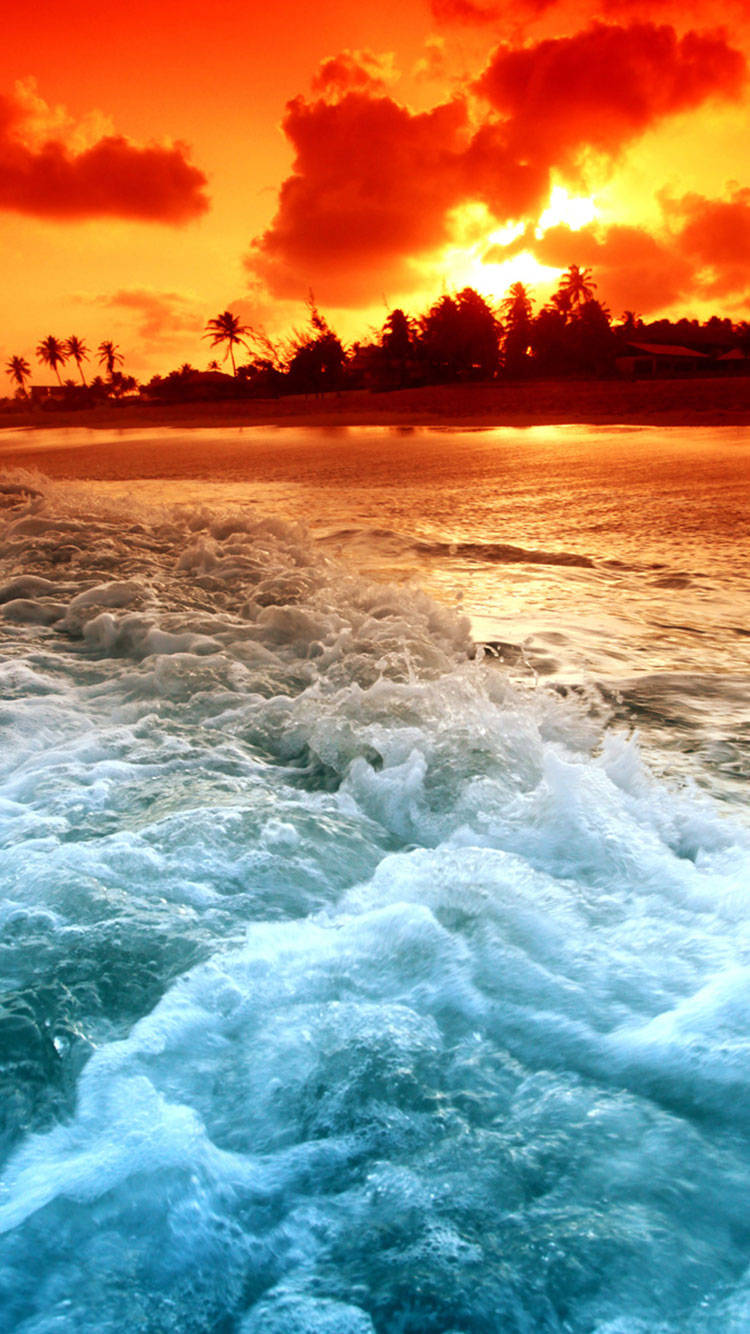 Ocean Sunset, iPhone, turquoise ocean, HD Phone Wallpaper