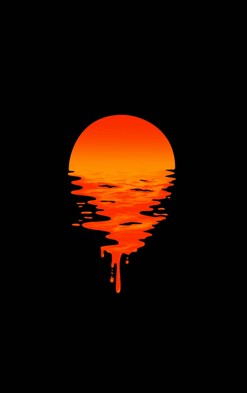 Dark Sunset iPhone Background, orange sun, black water, HD Phone Wallpaper