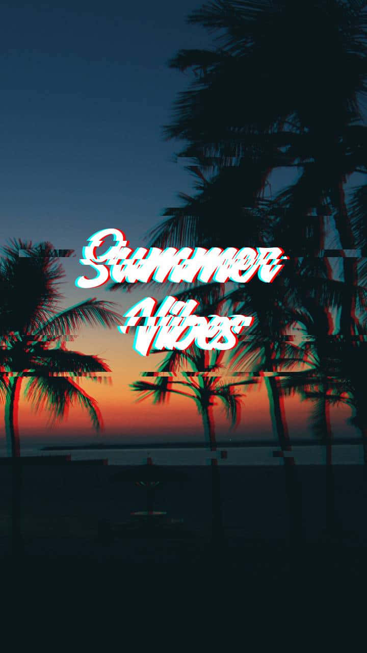 Sunset, Summer Vibes, glitchy neon text, HD Phone Wallpaper
