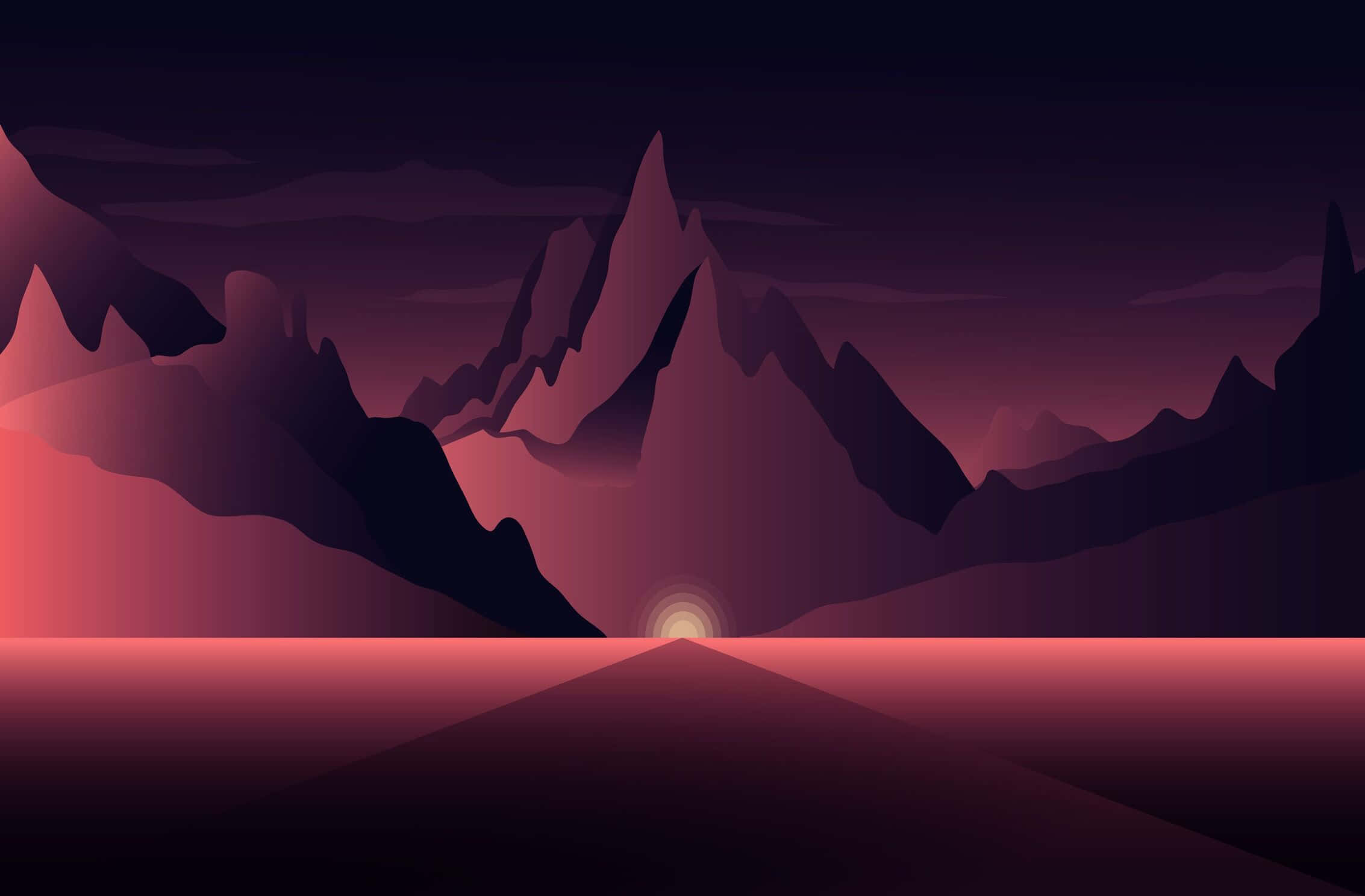 abstract mountain landscape sunset, jagged mountains, dusk, Full HD Desktop Wallpaper