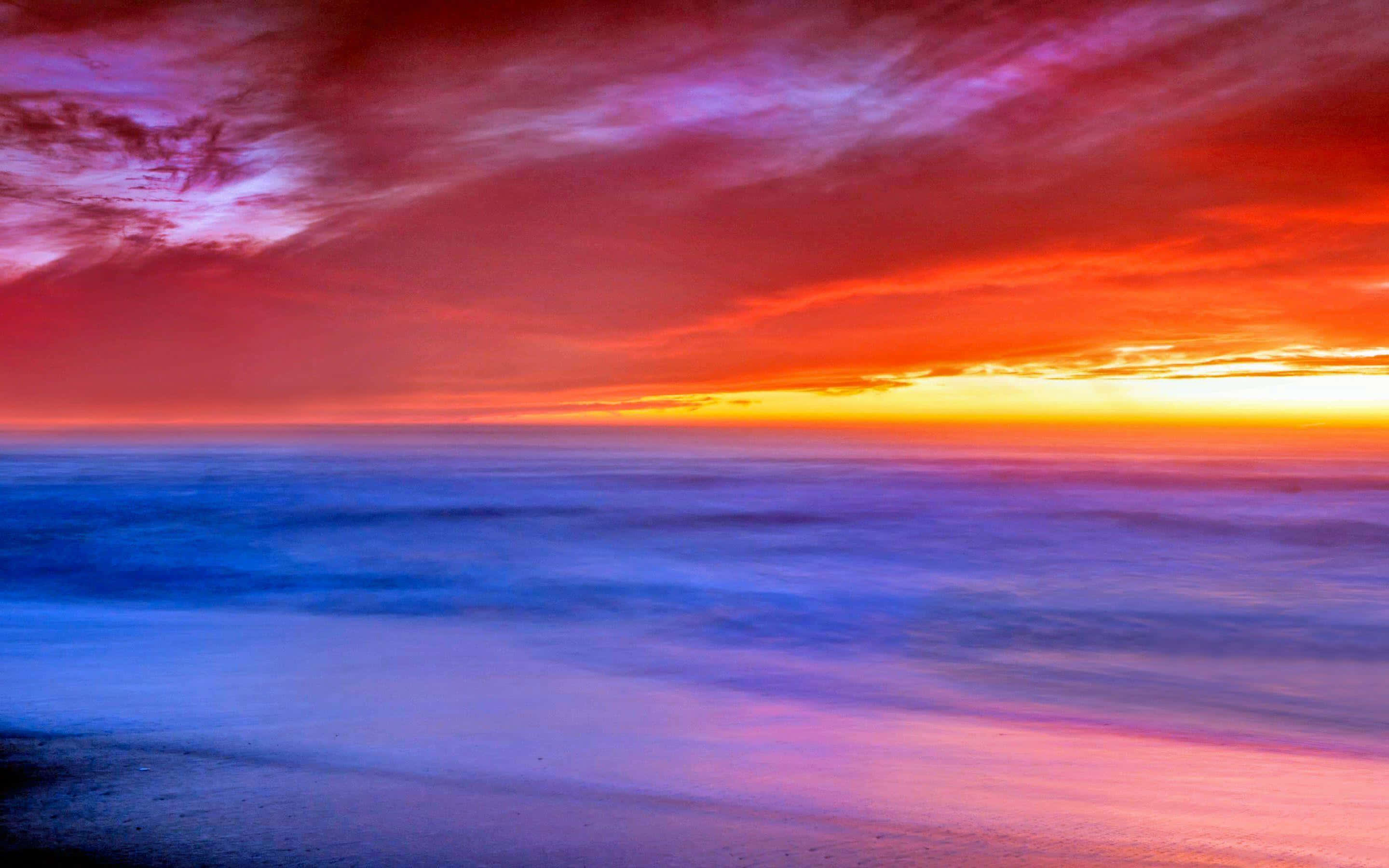 sunset landscape, fiery reds, oranges, 2K Desktop Wallpaper