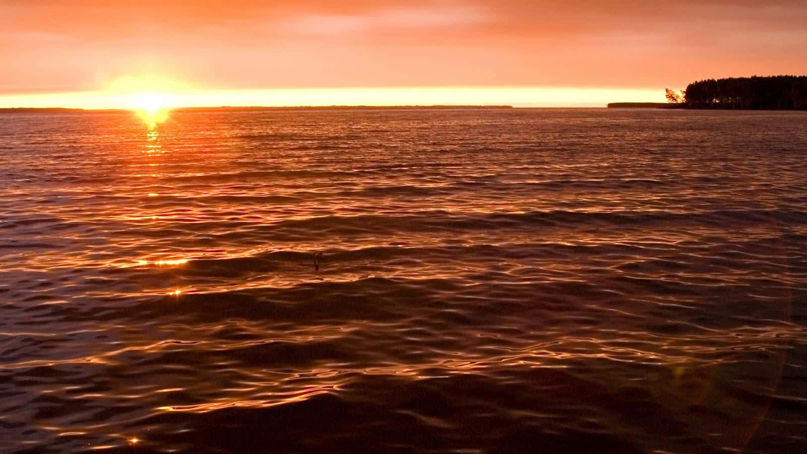 Sunset Landscape, golden hour, vast lake, HD Desktop Wallpaper