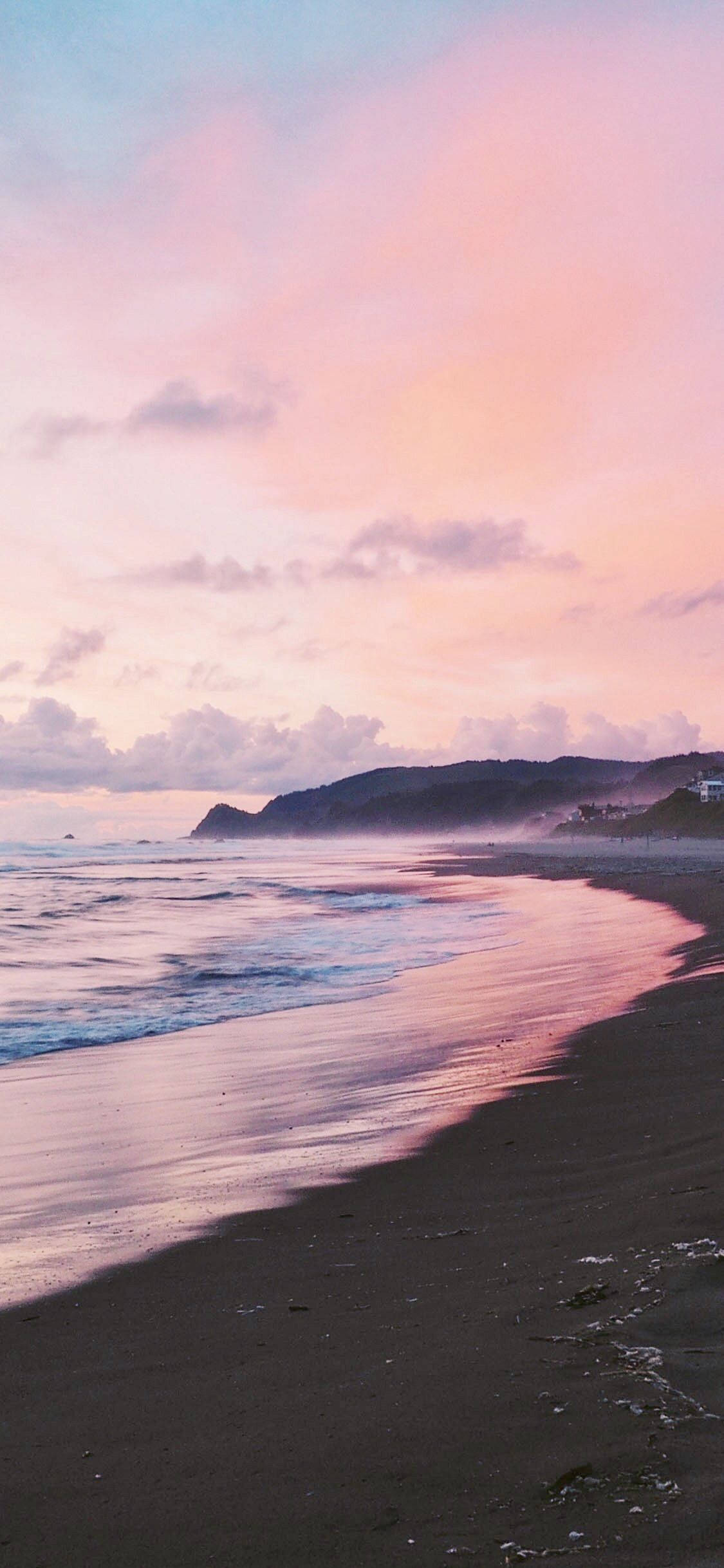 Sunset Ocean, pastel skies, pink and purple skies, Full HD Phone Wallpaper