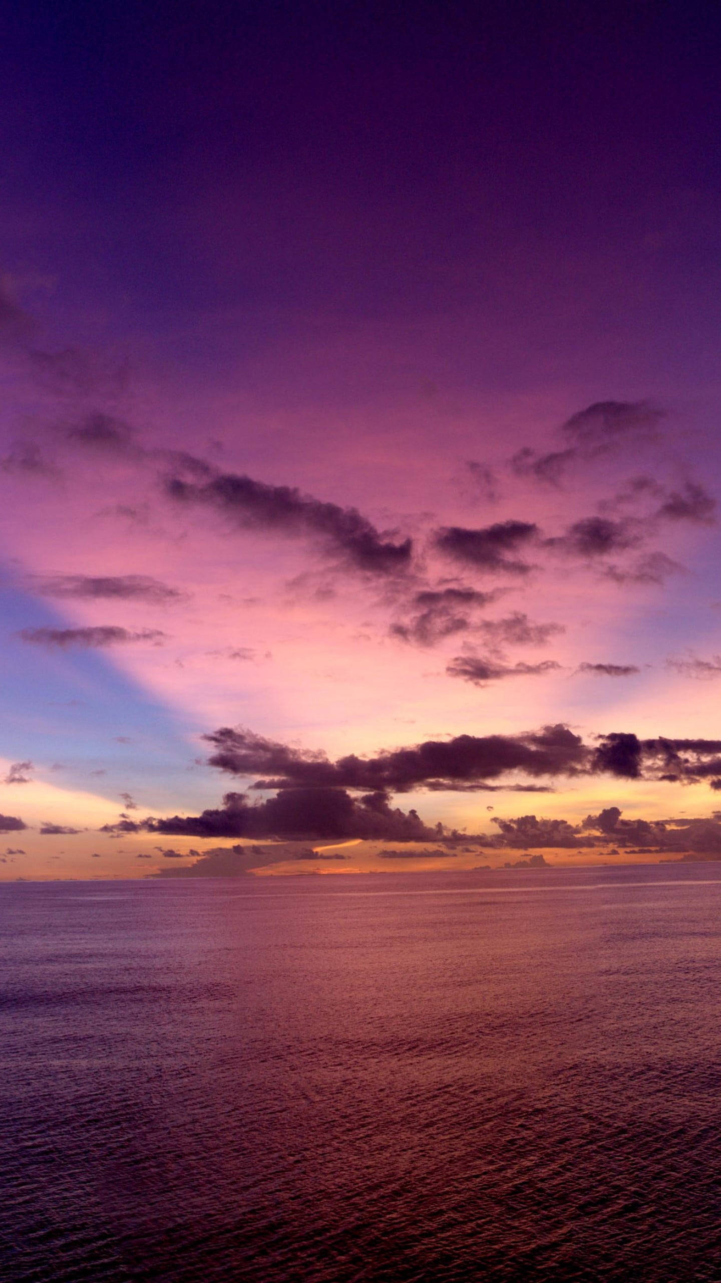 vintage iPhone, purple sunset, ocean, 2K Phone Wallpaper