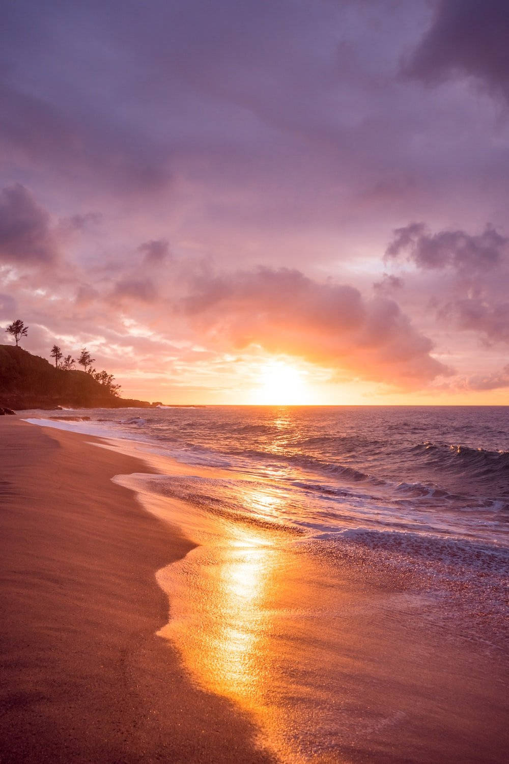 Sunset Ocean, orange, purple, HD Phone Wallpaper
