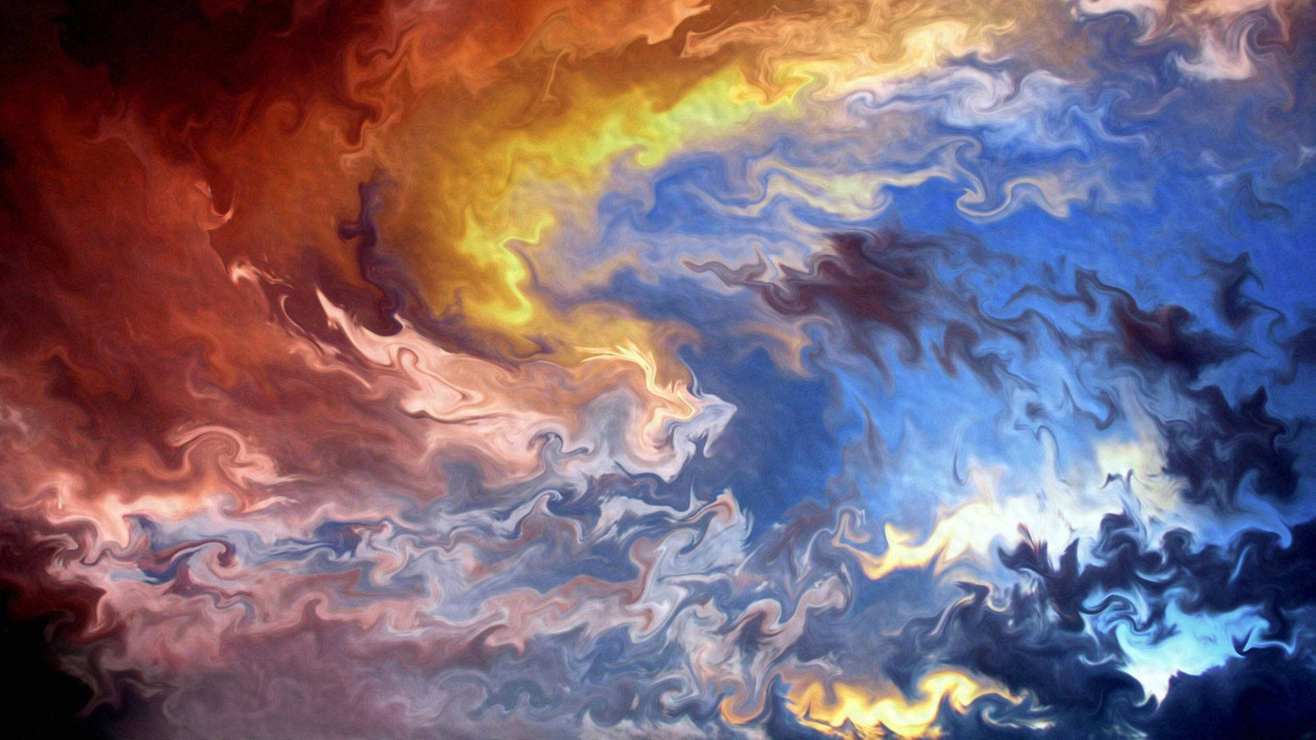 colorful sky, vibrant swirling clouds, orange yellow, Full HD Desktop Wallpaper
