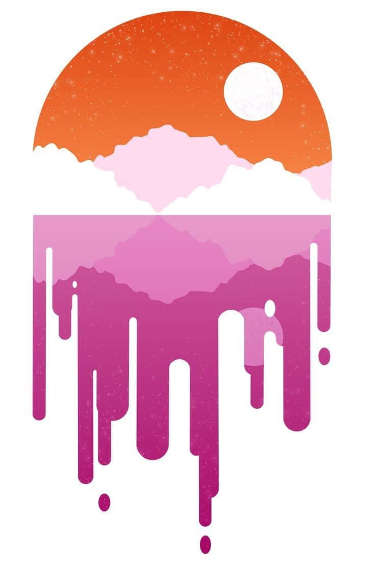 Sunset Mountain, dripping paint effect, orange sky, SD Phone Wallpaper