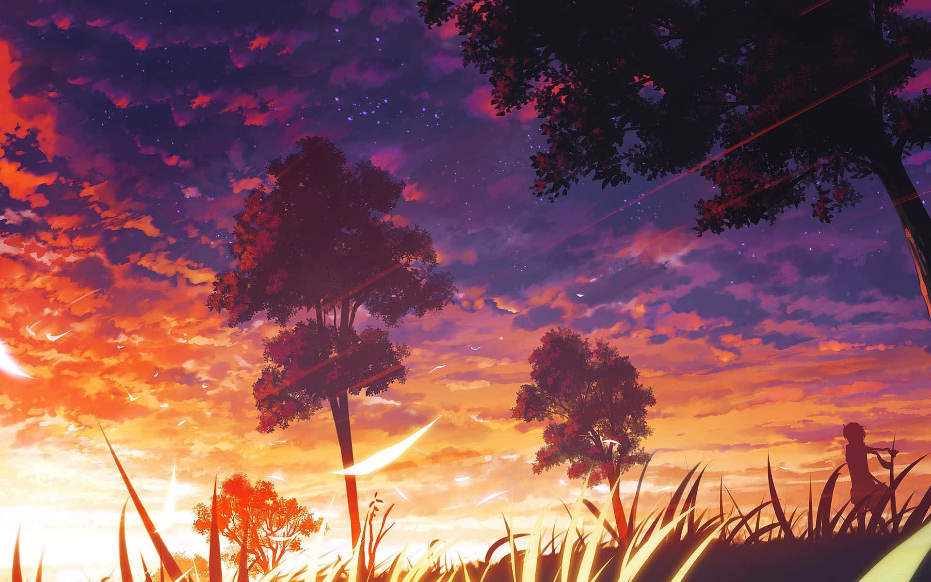 Sunset Painting, acrylics, twilight sky, Full HD Desktop Wallpaper