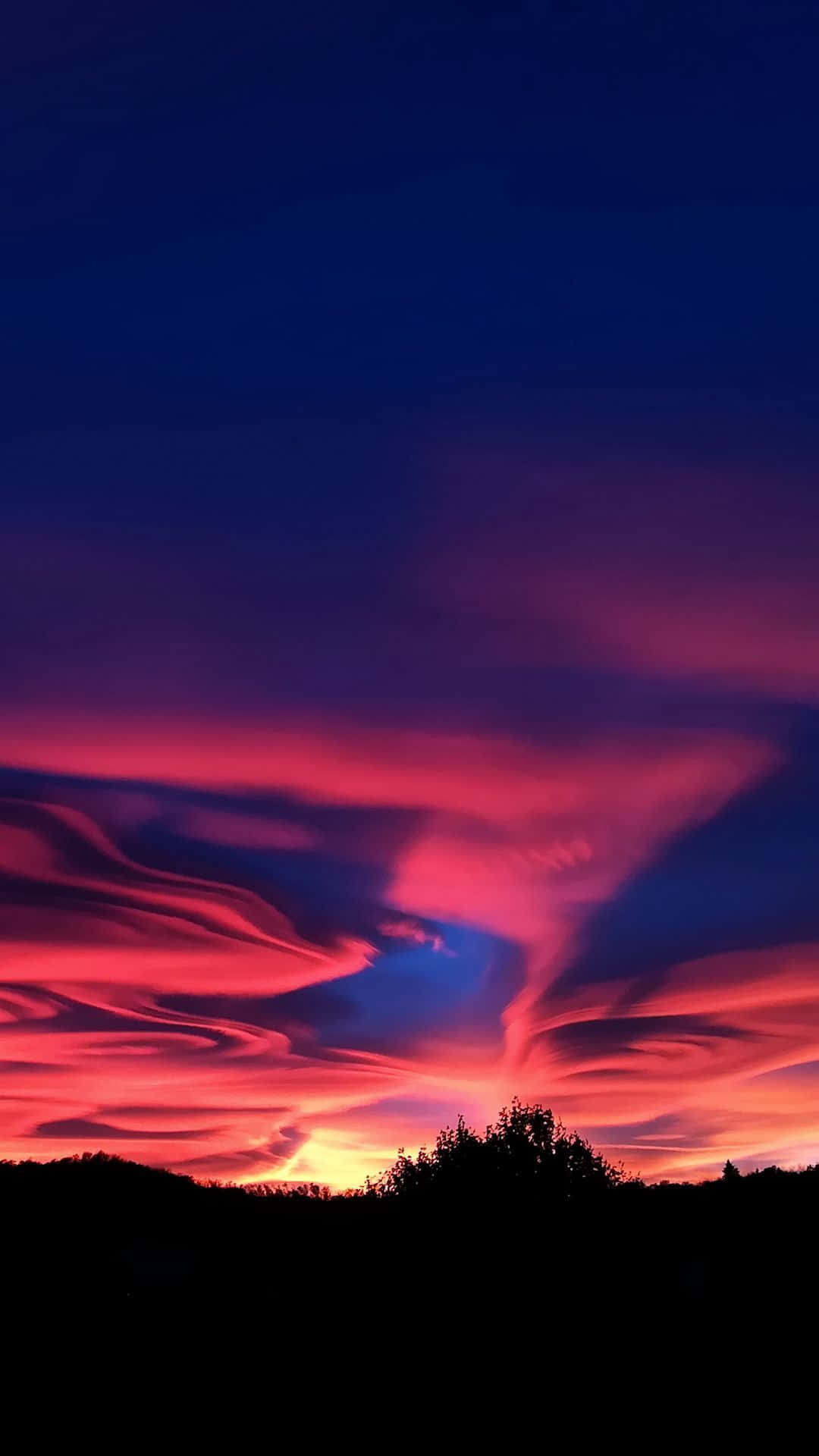 colorful sunset, pink and purple clouds, deep blue twilight sky, Full HD Phone Wallpaper