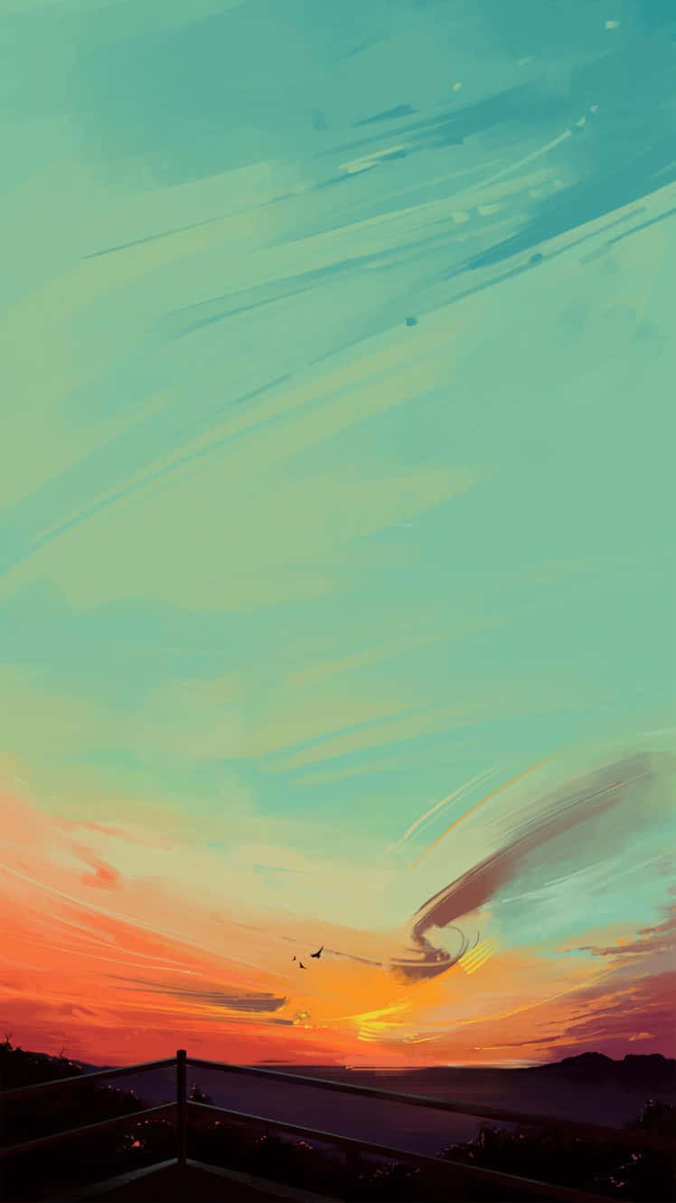 sunset, sea, balcony, HD Phone Wallpaper