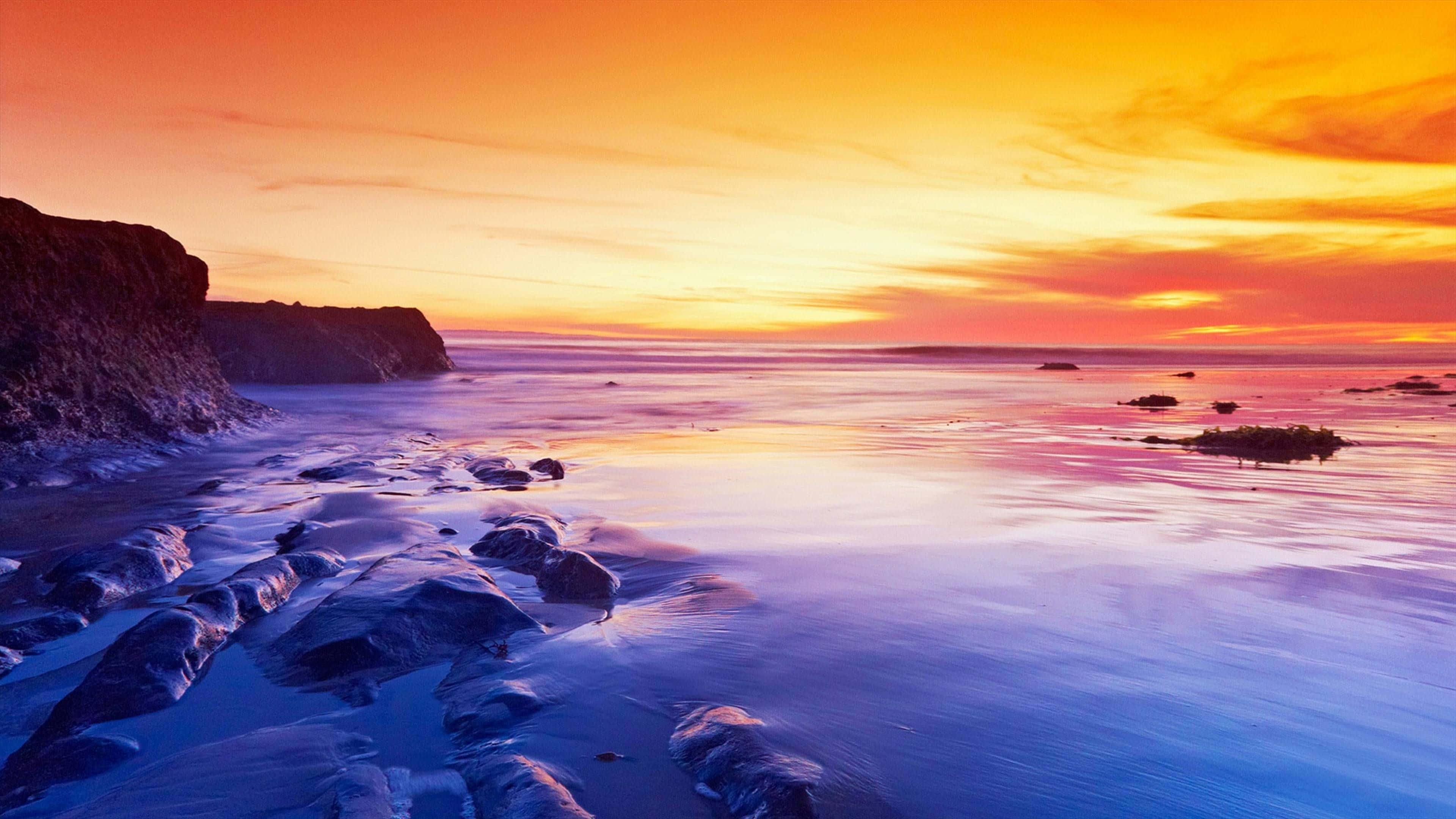 sunset, golden hour, ocean, 4K Desktop Wallpaper