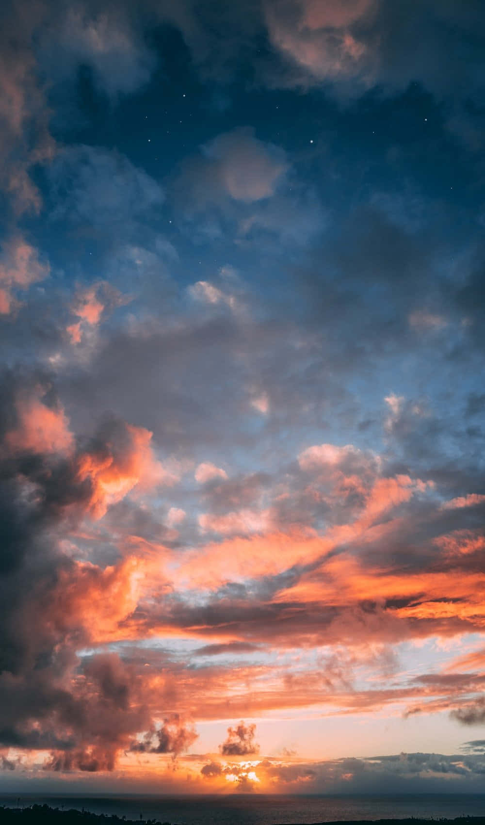 sunset, fiery orange, deep blue, HD Phone Wallpaper