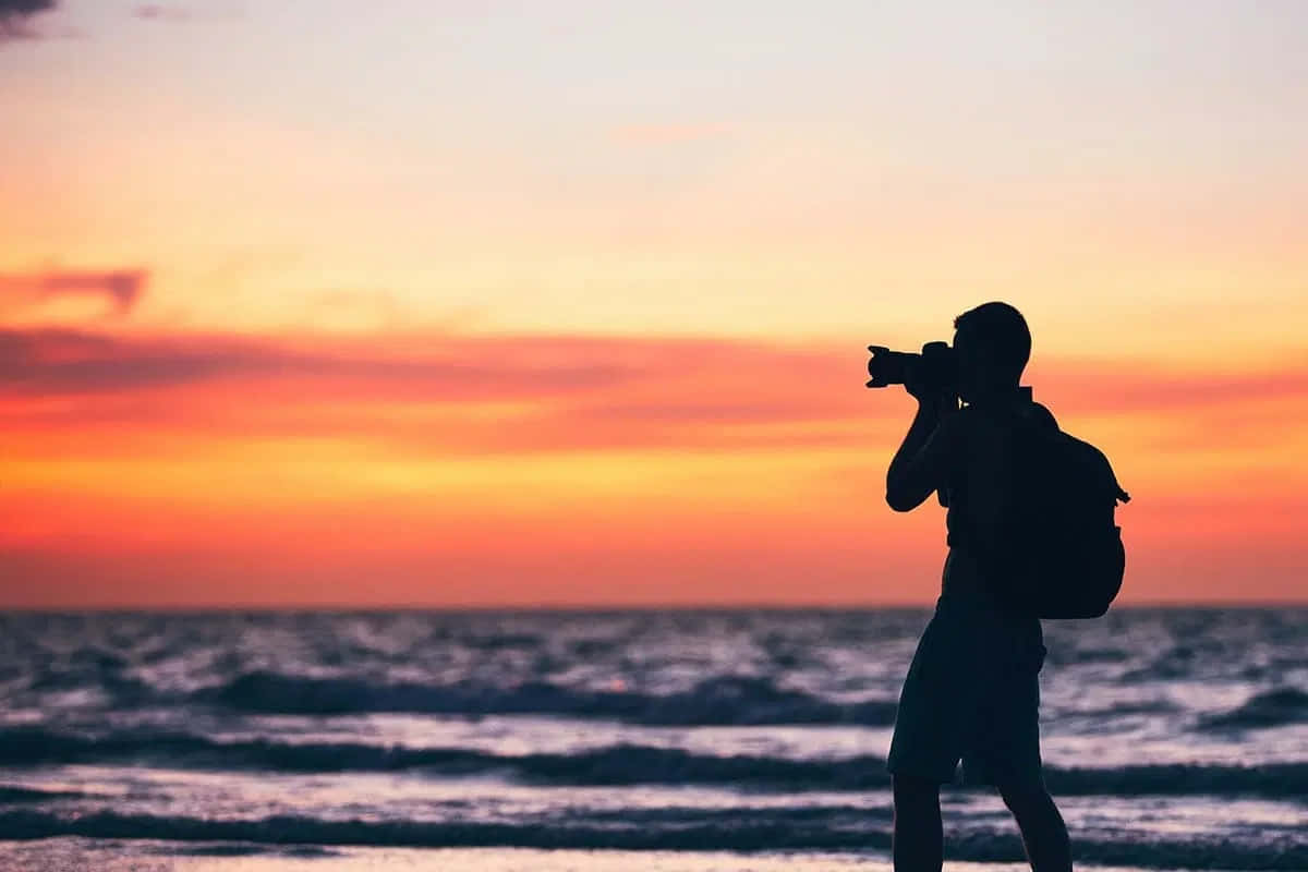 silhouette, photographer, backpack, SD Desktop Wallpaper