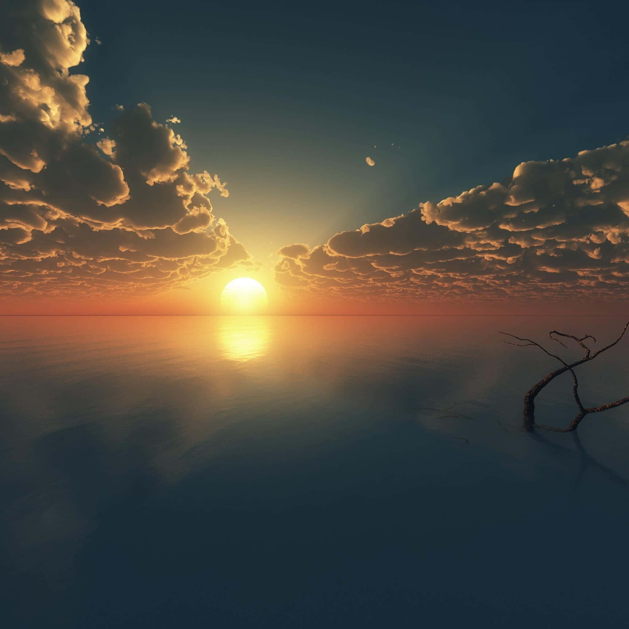 Sunset Reflection, calm waters, golden sun, Full HD Desktop Wallpaper