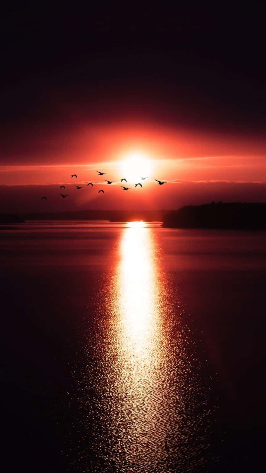 Sunset Reflection, fiery sunset, calm water, HD Phone Wallpaper